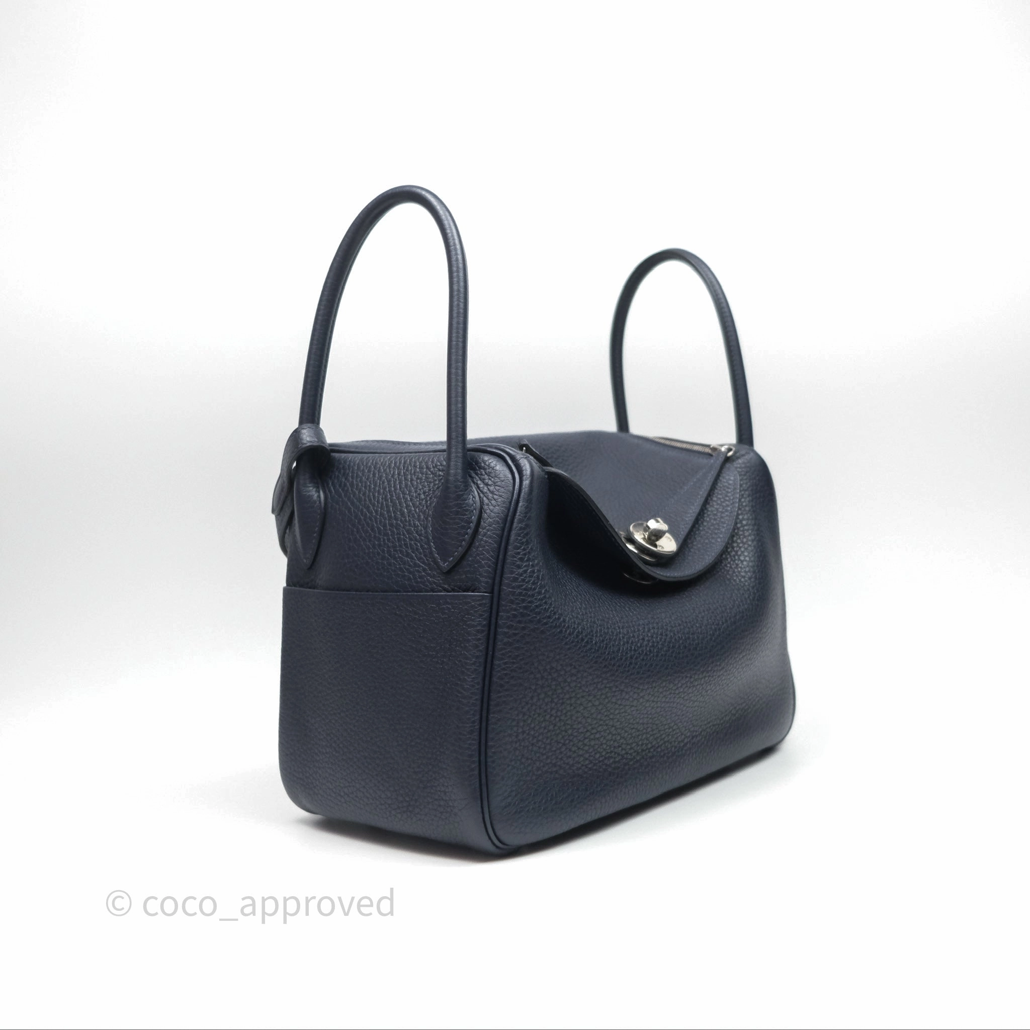 Herms Lindy 26 Bleu Nuit 2Z Clemence Palladium Hardware