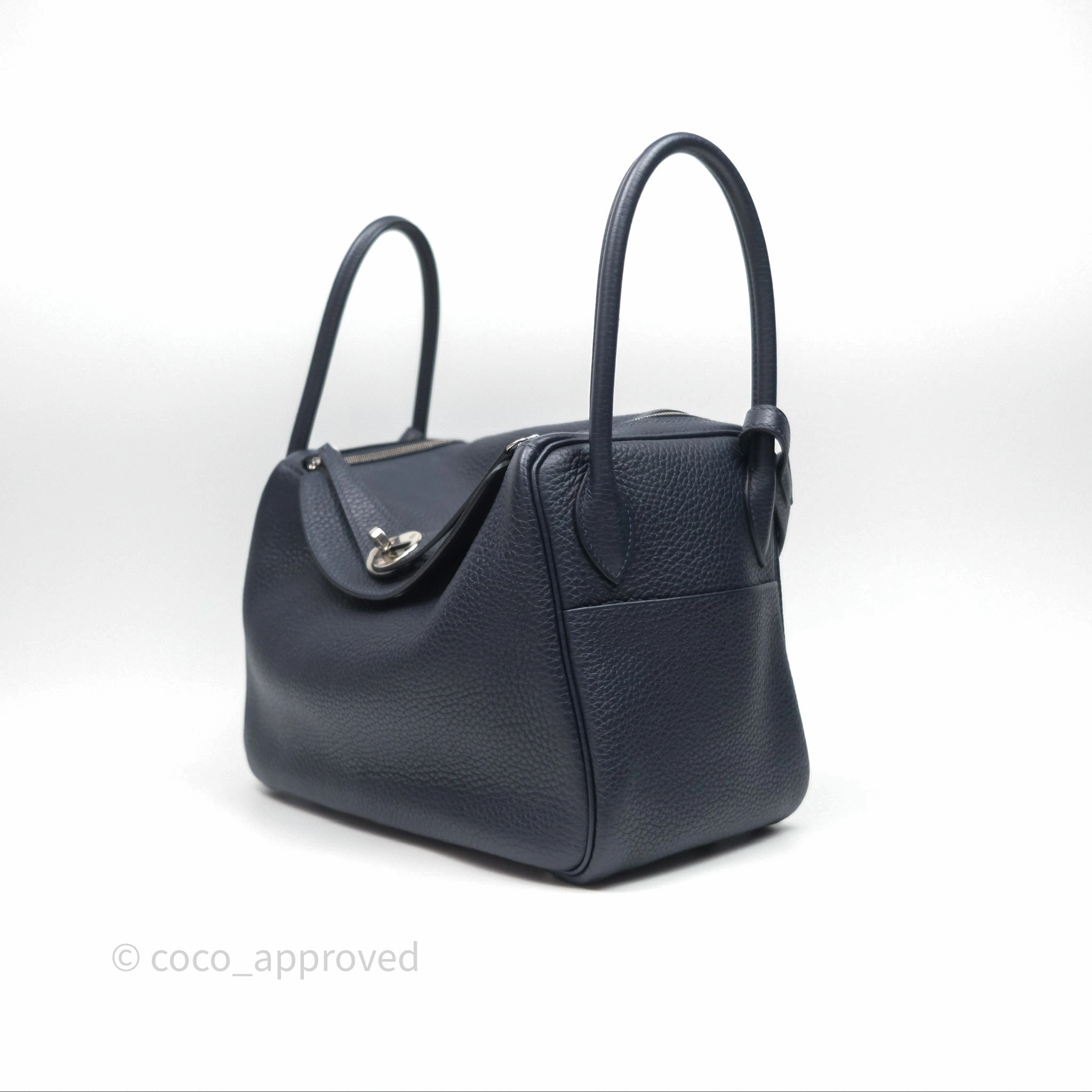Herms Lindy 26 Bleu Nuit 2Z Clemence Palladium Hardware