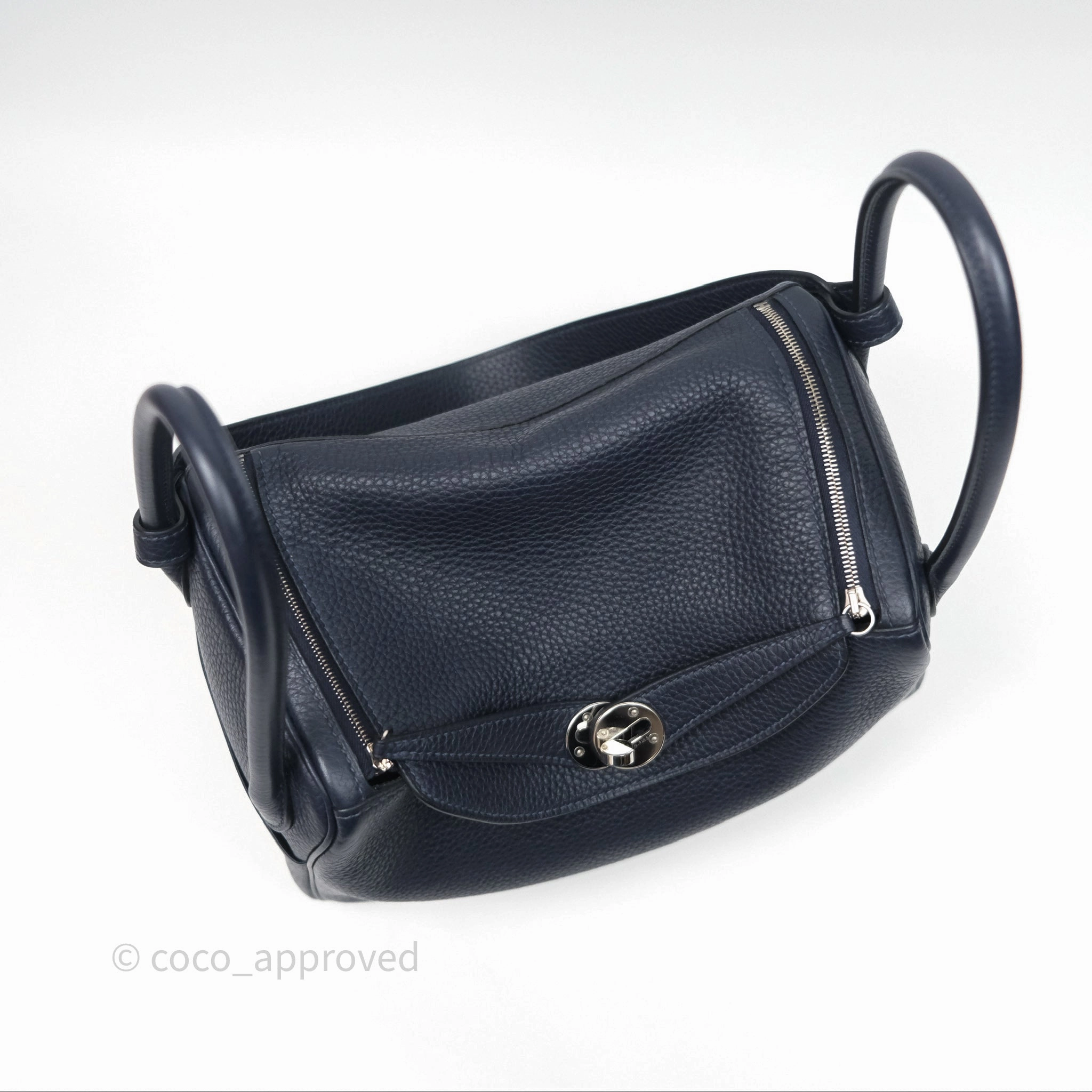 Herms Lindy 26 Bleu Nuit 2Z Clemence Palladium Hardware