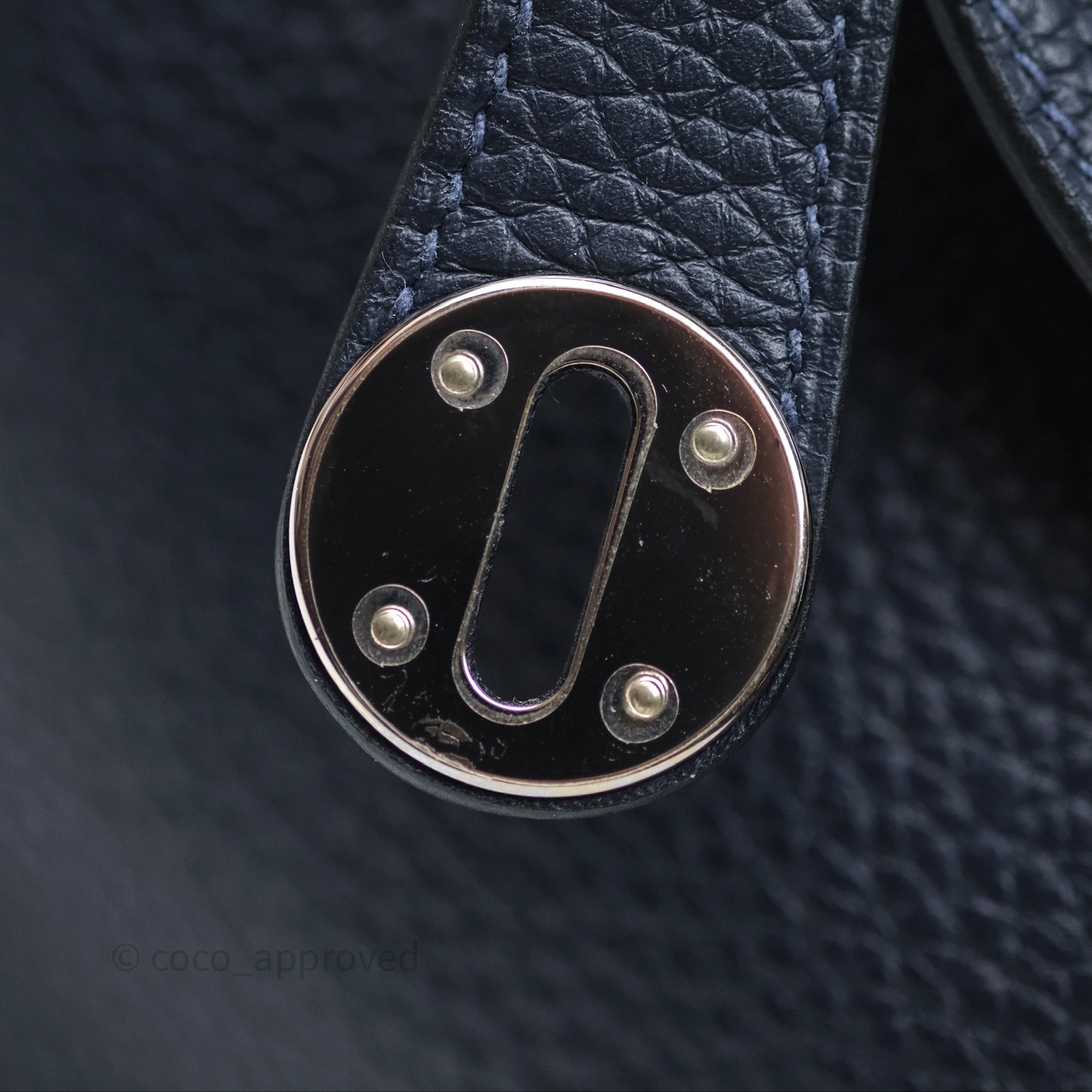 Herms Lindy 26 Bleu Nuit 2Z Clemence Palladium Hardware