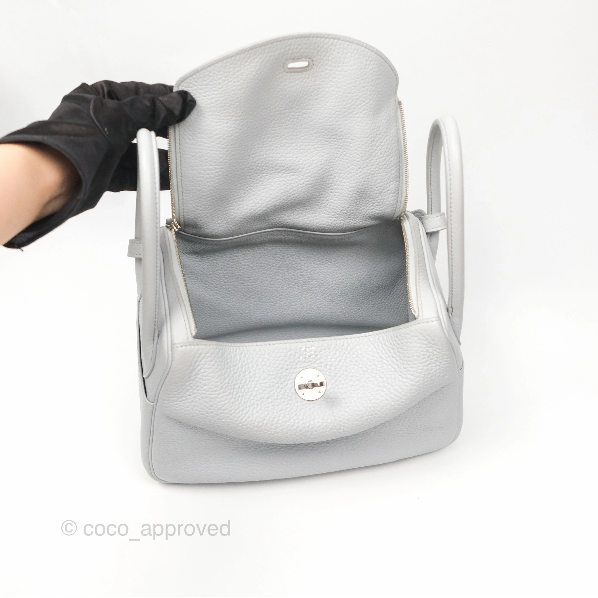Herms Lindy 26 Blue Glacier 8U Taurillon Clemence Palladium Hardware