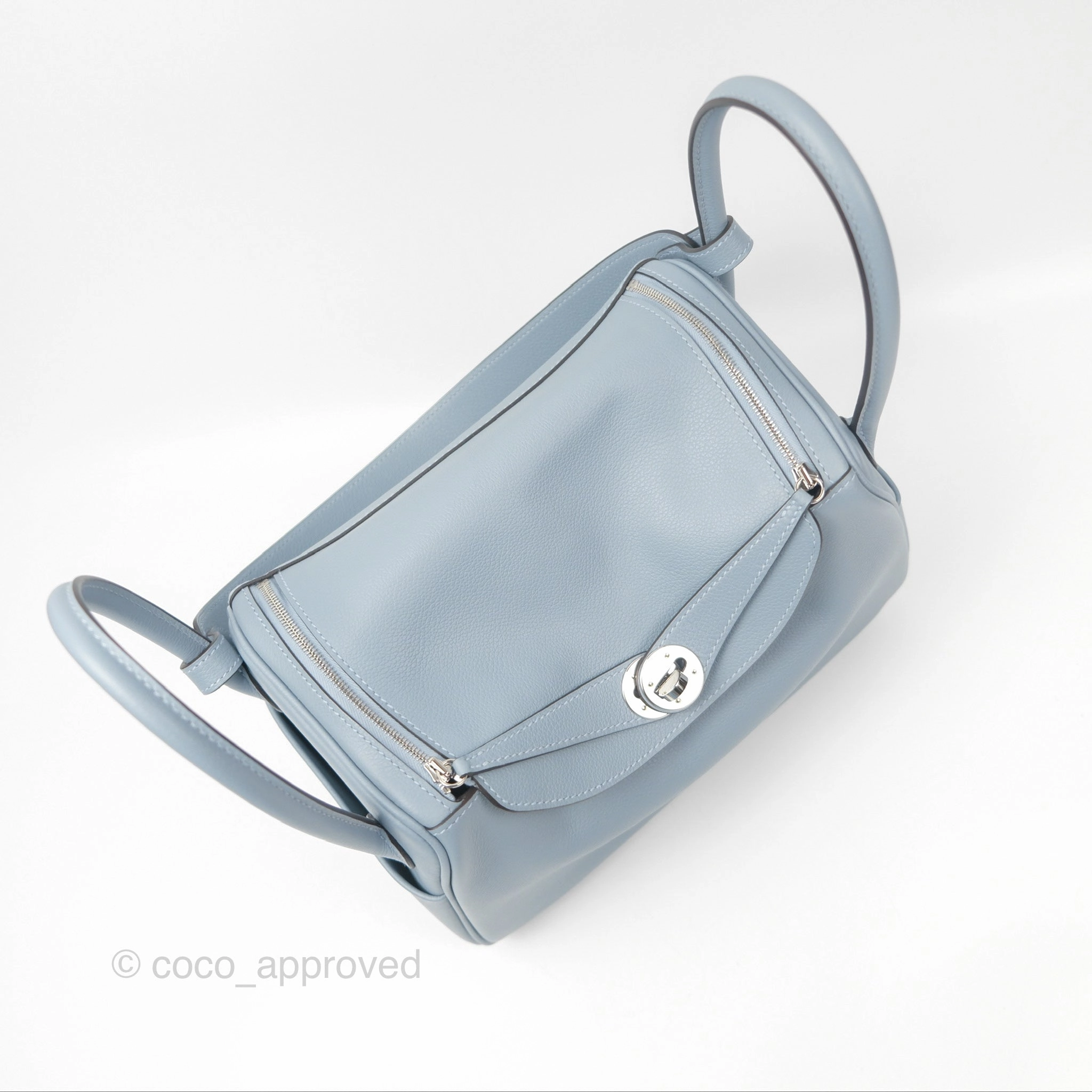 Herms Lindy 26 Blue Lin Evercolor Palladium Hardware