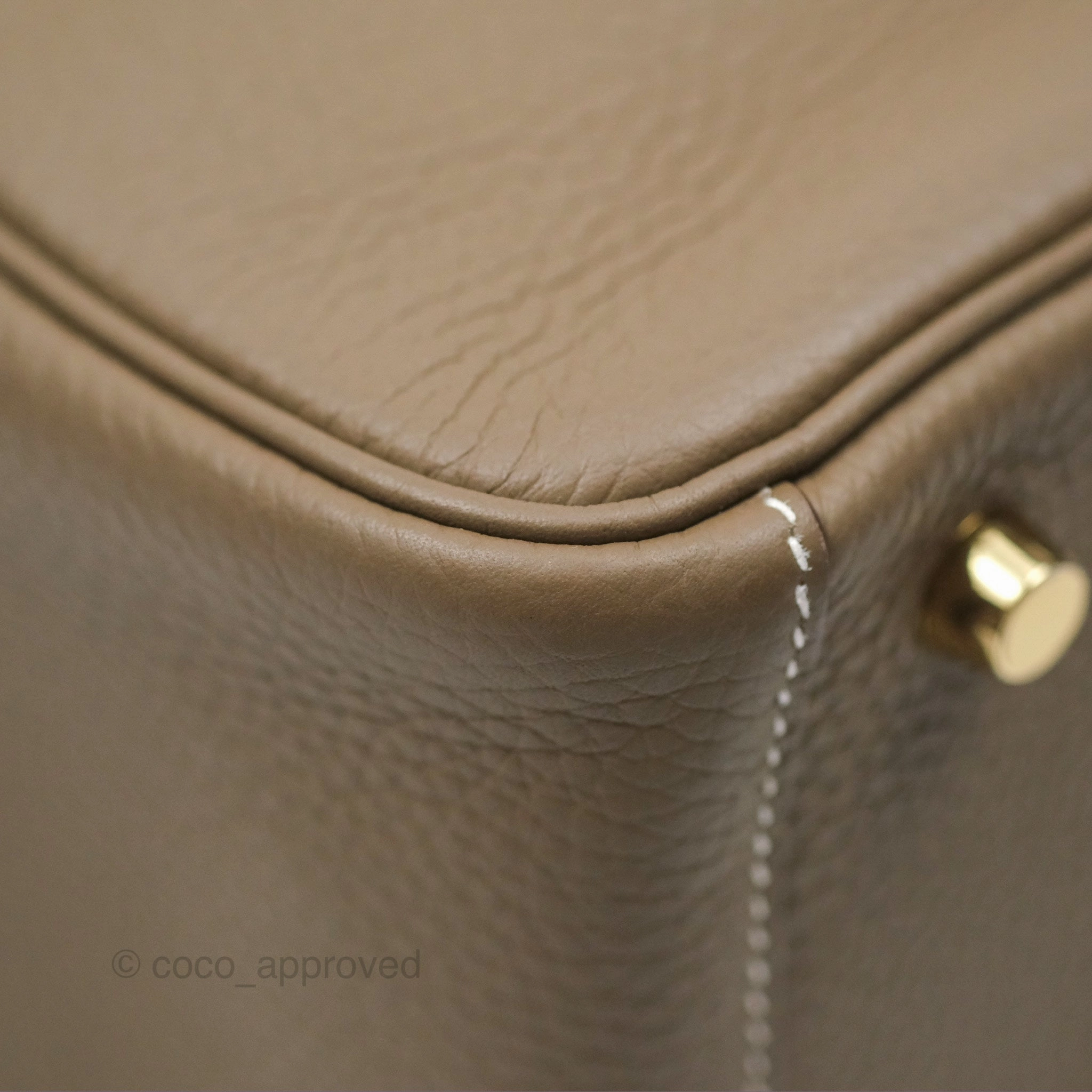 Herms Lindy 26 Etoupe Clemence Gold Hardware