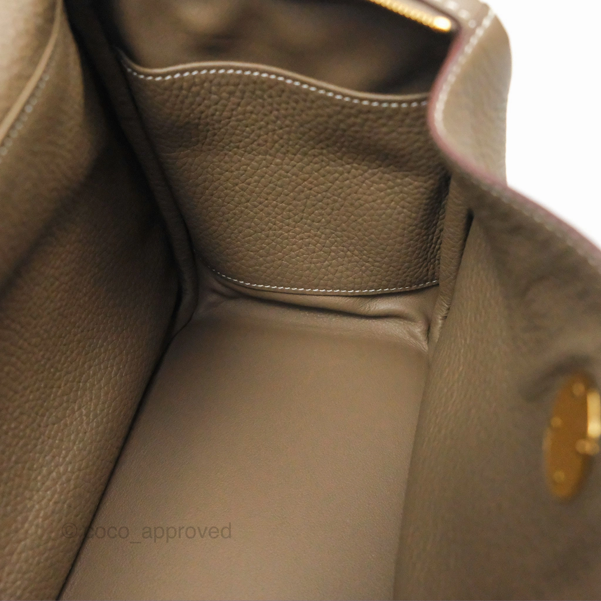 Herms Lindy 26 Etoupe Clemence Gold Hardware