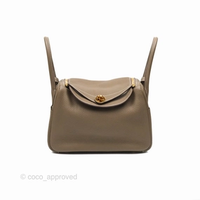 Herms Lindy 26 Etoupe Clemence Gold Hardware