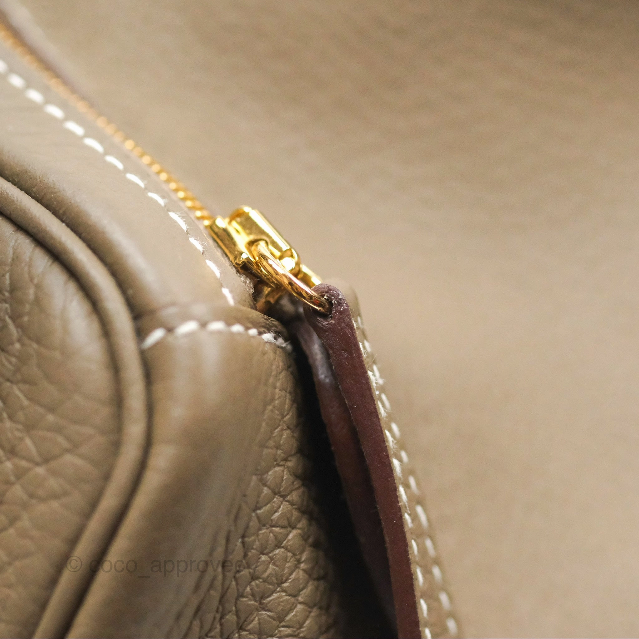 Herms Lindy 26 Etoupe Clemence Gold Hardware