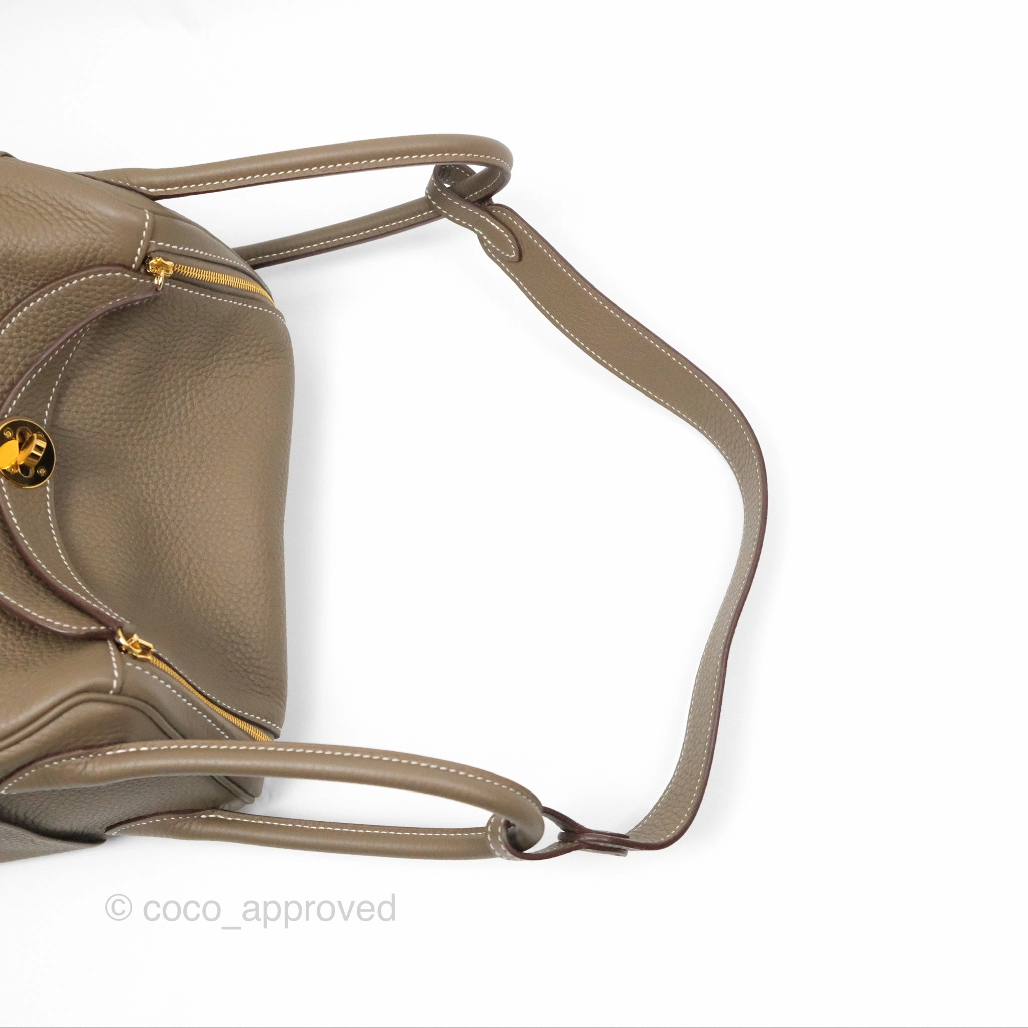 Herms Lindy 26 Etoupe Clemence Gold Hardware