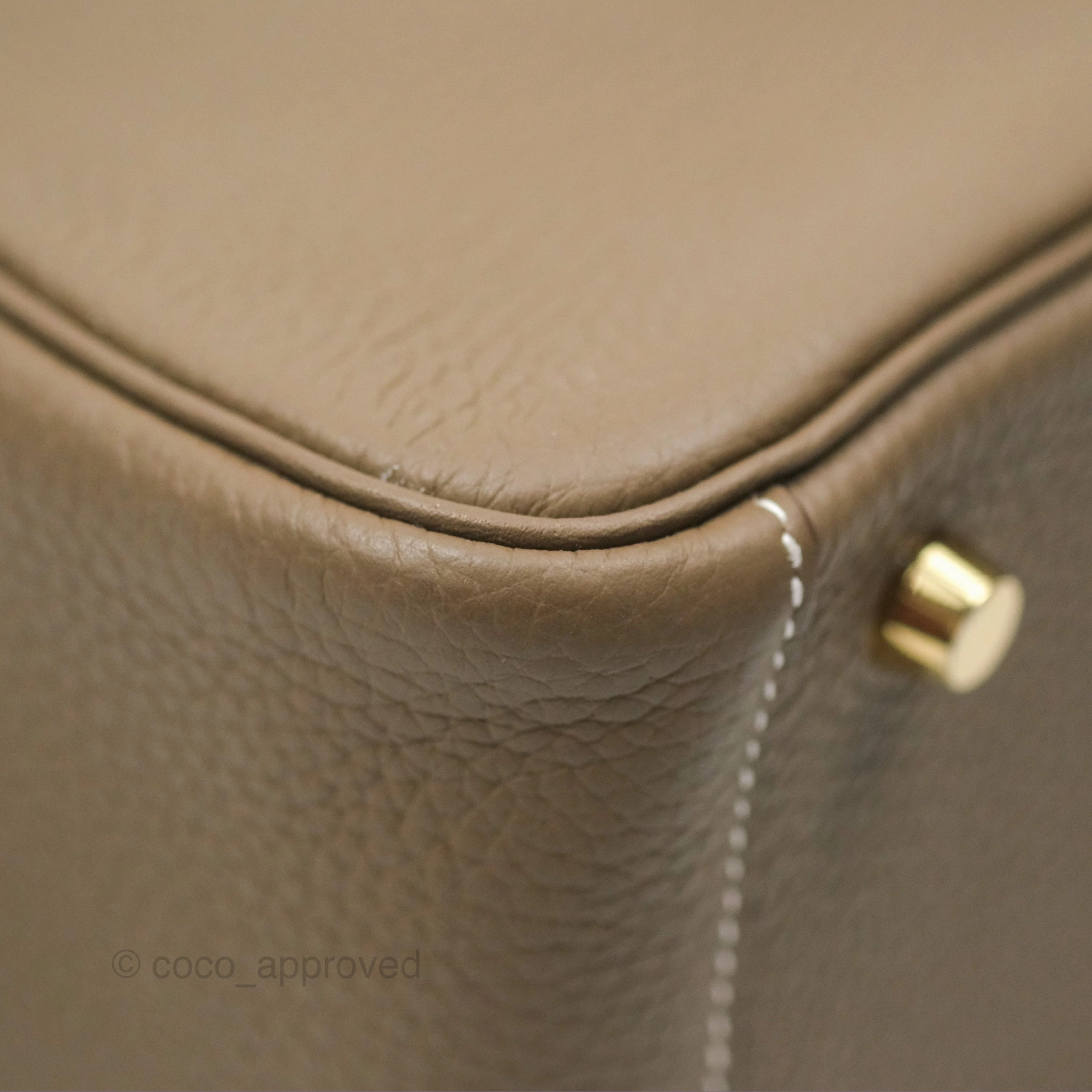 Herms Lindy 26 Etoupe Clemence Gold Hardware