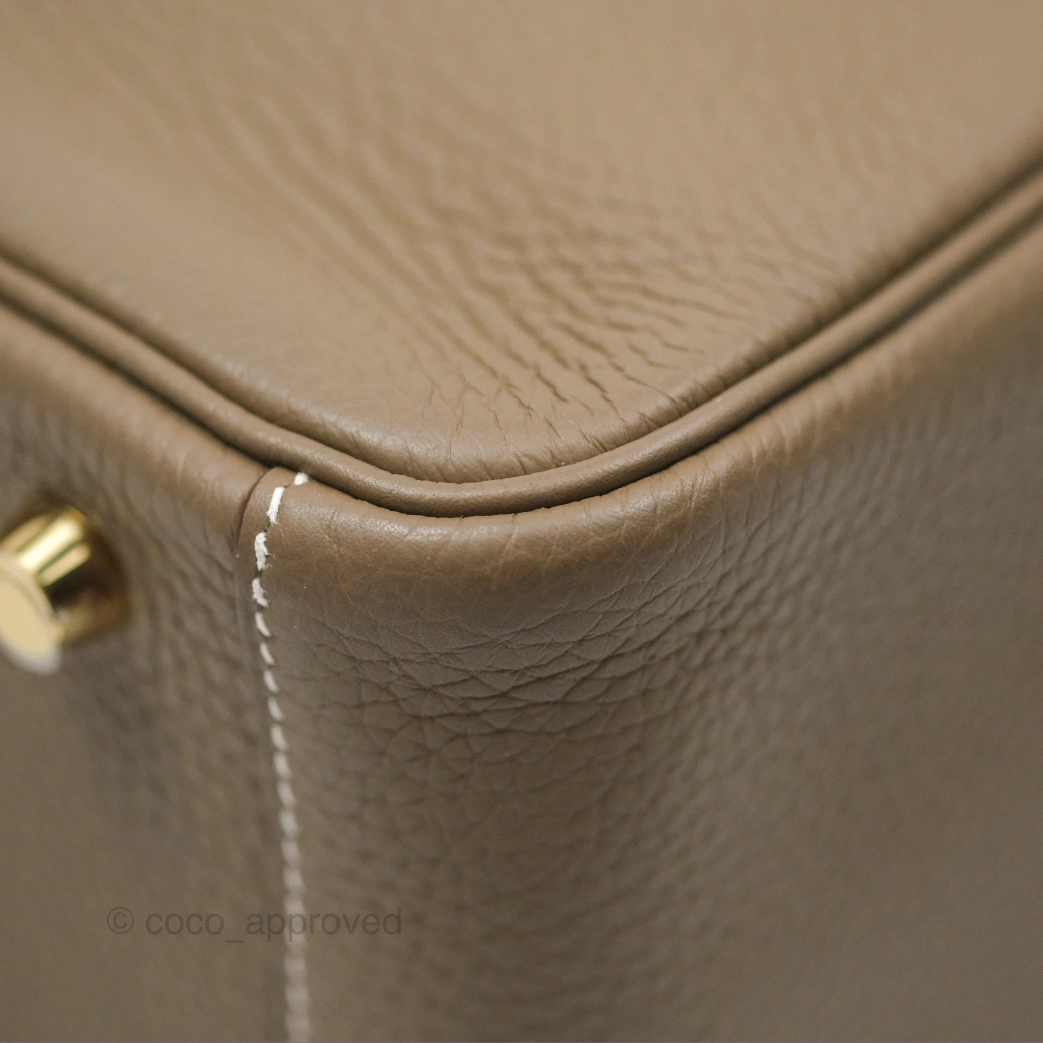 Herms Lindy 26 Etoupe Clemence Gold Hardware