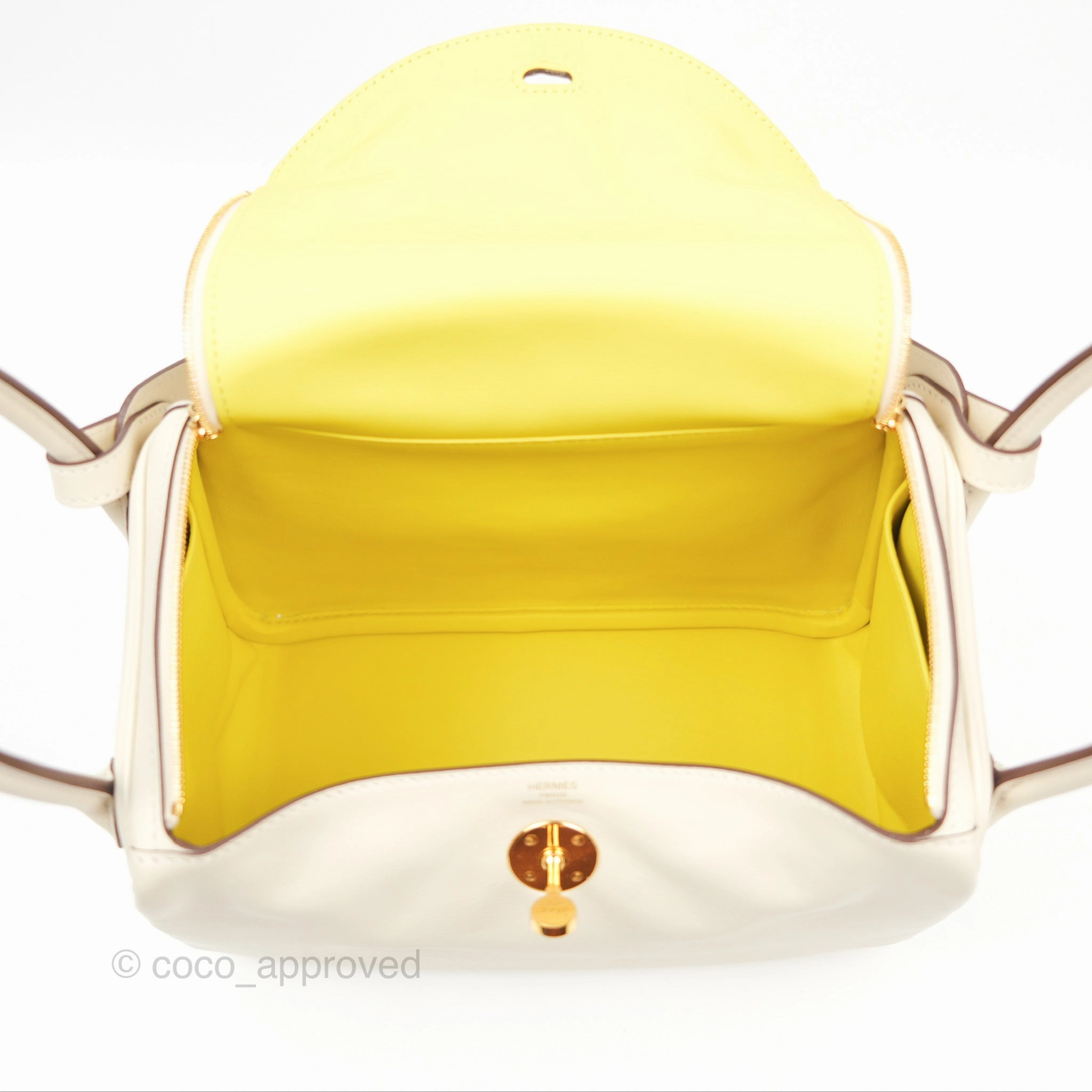 Herms Lindy 26 Nata/Lime Swift Gold Hardware