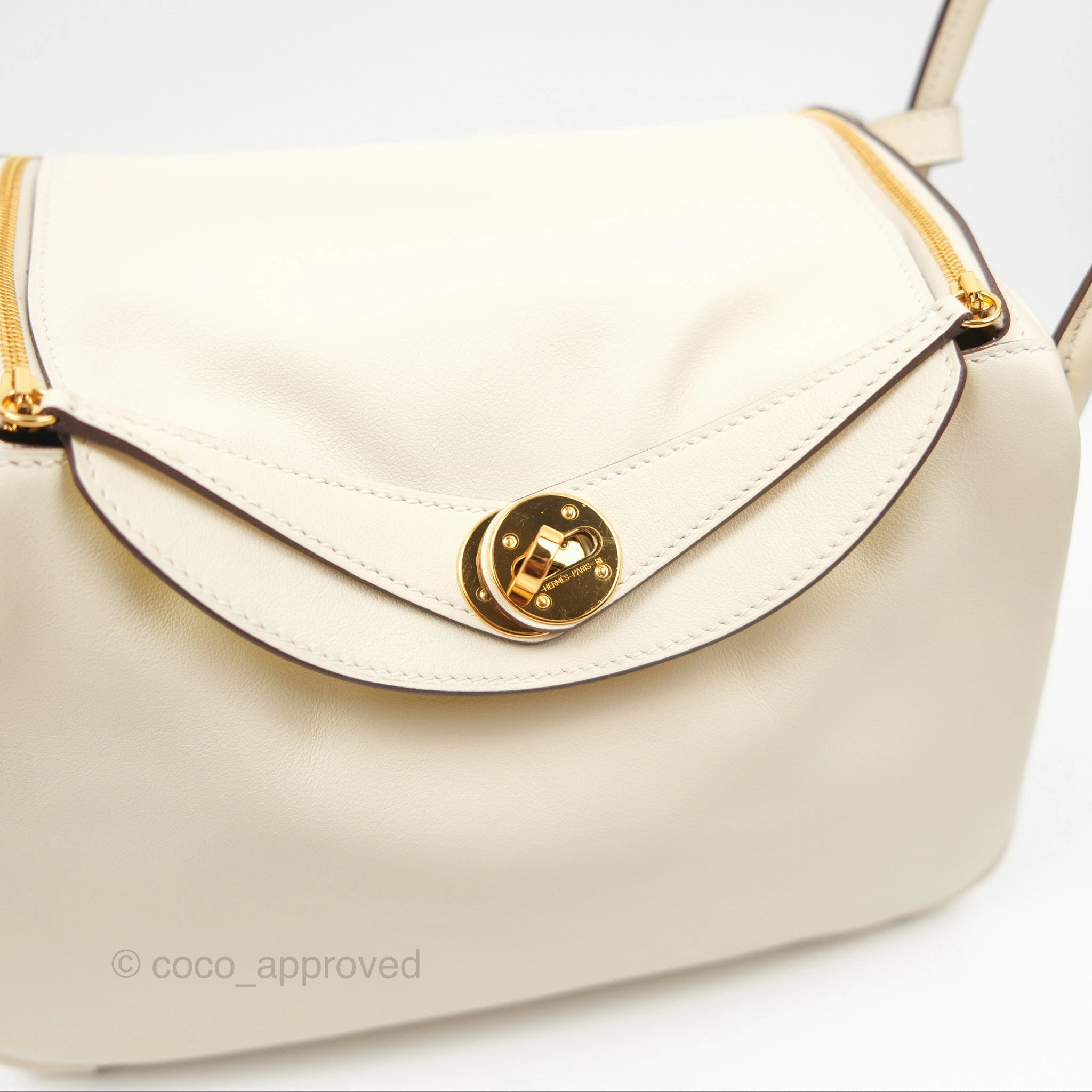 Herms Lindy 26 Nata/Lime Swift Gold Hardware