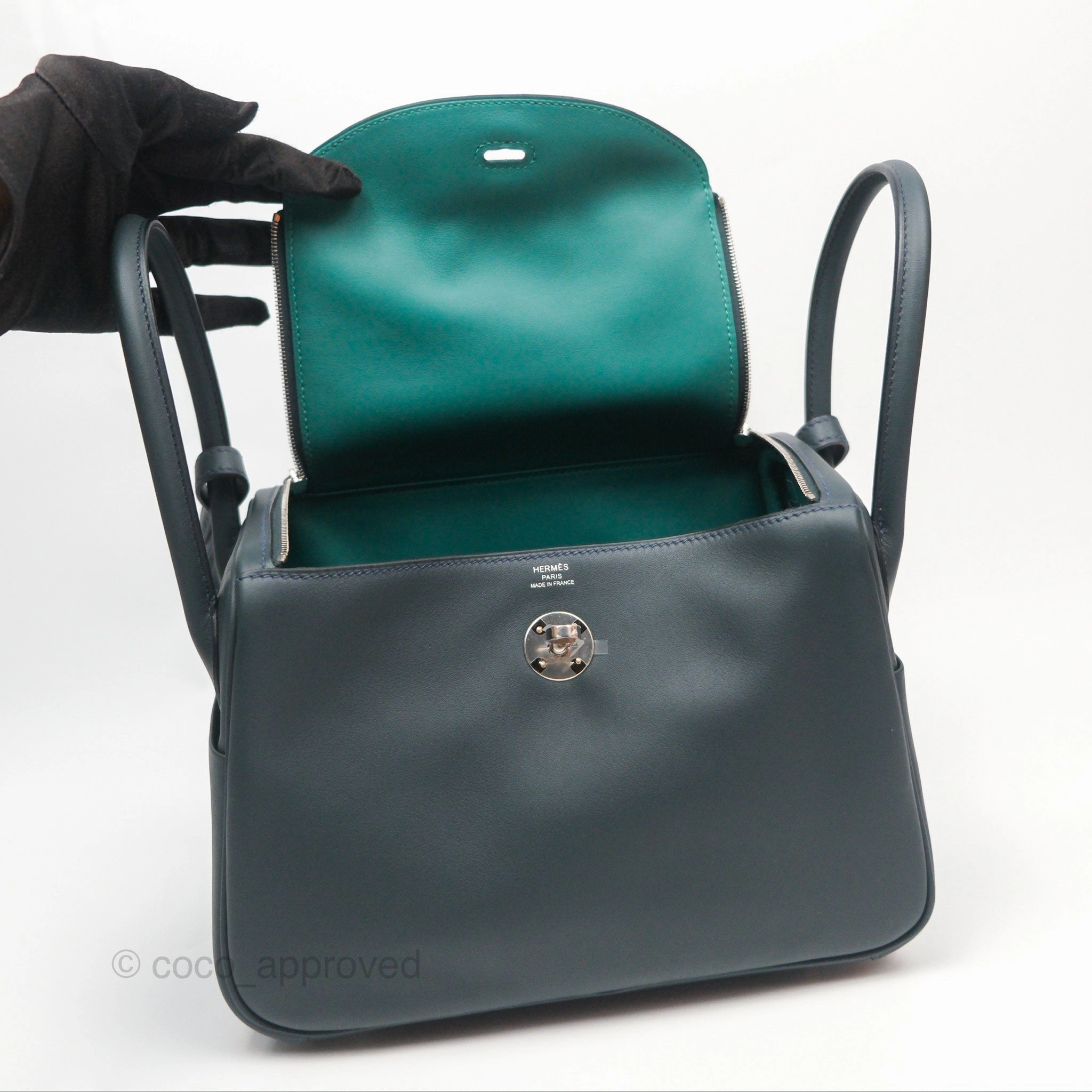 Herms Lindy 26 Vert Rousseau/ Malachite Swift Palladium Hardware