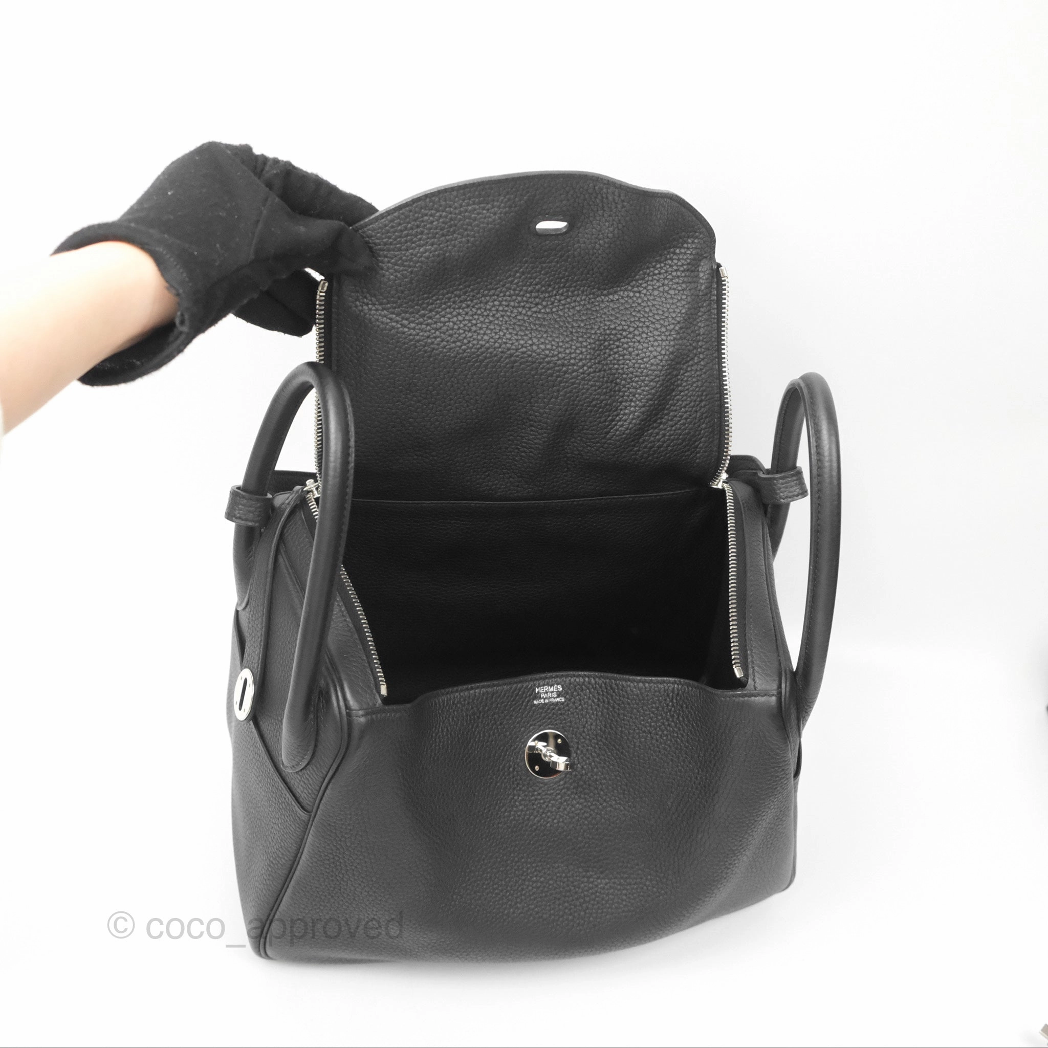 Herms Lindy 30 Black Clemence Palladium Hardware