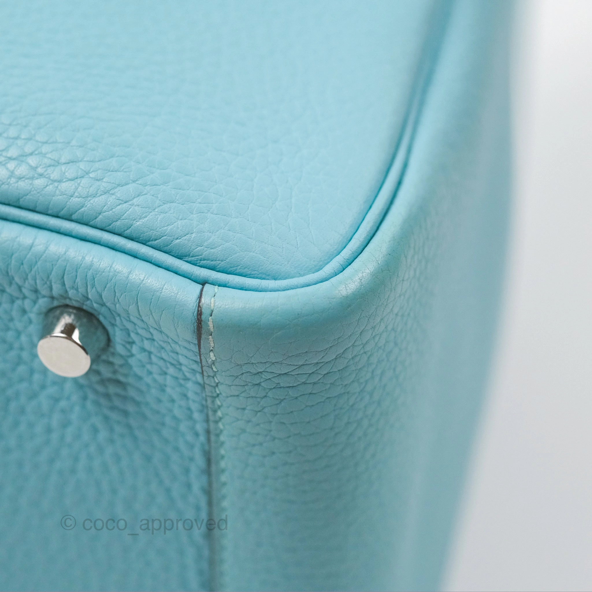 Herms Lindy 30 Bleu Atoll Clemence Palladium Hardware