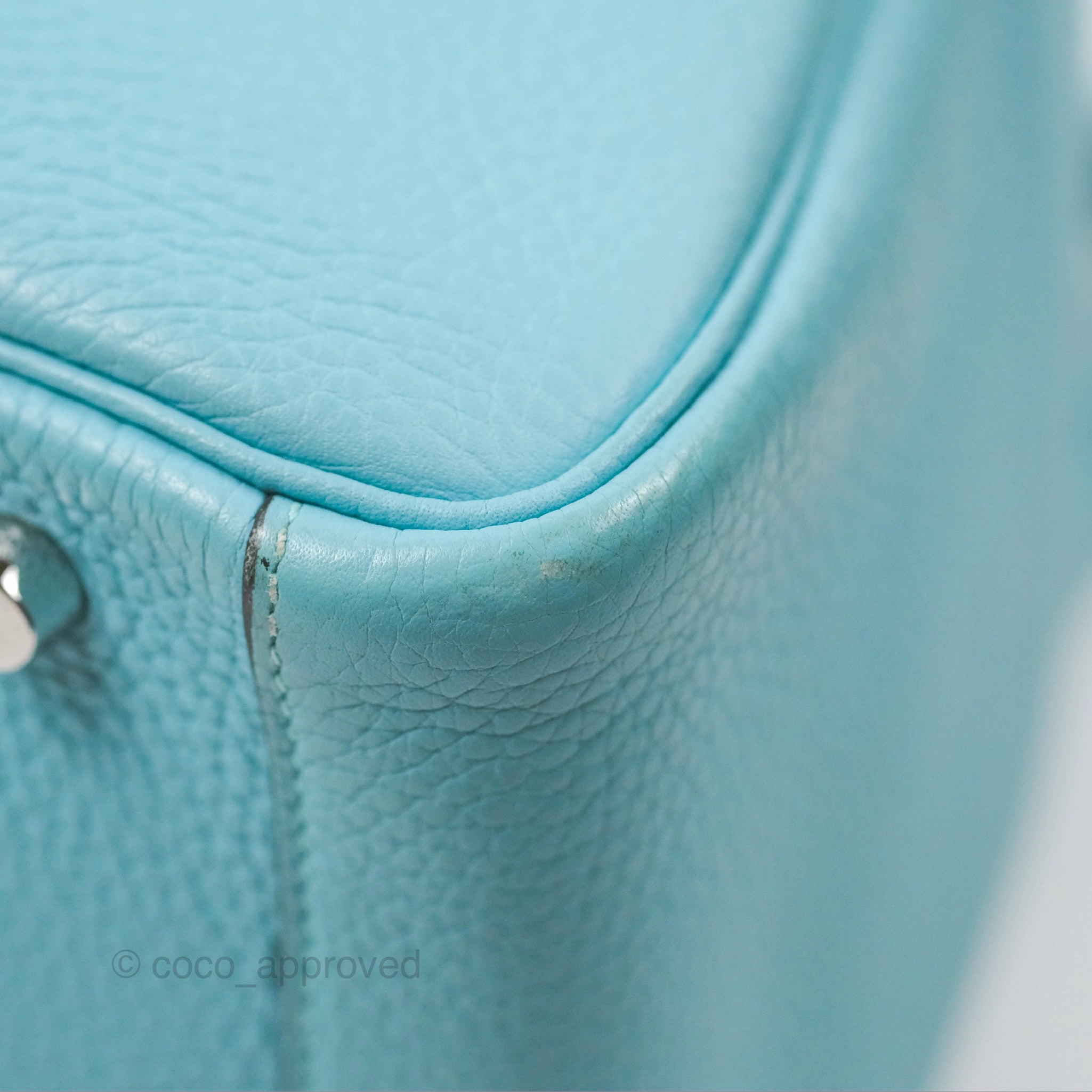 Herms Lindy 30 Bleu Atoll Clemence Palladium Hardware