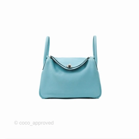 Herms Lindy 30 Bleu Atoll Clemence Palladium Hardware