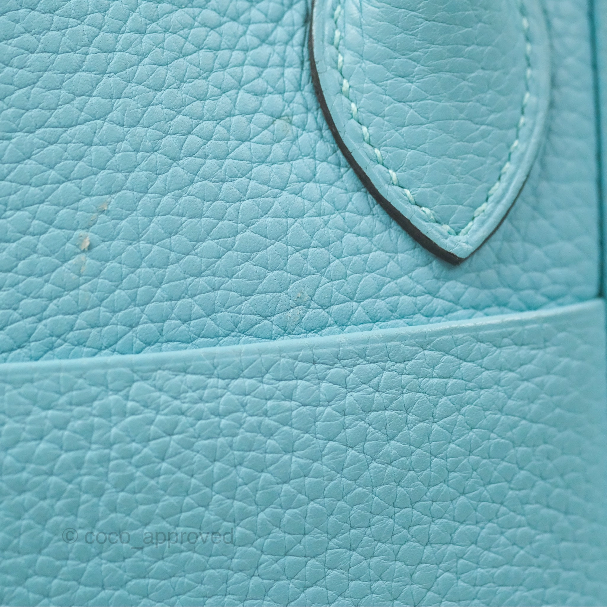 Herms Lindy 30 Bleu Atoll Clemence Palladium Hardware