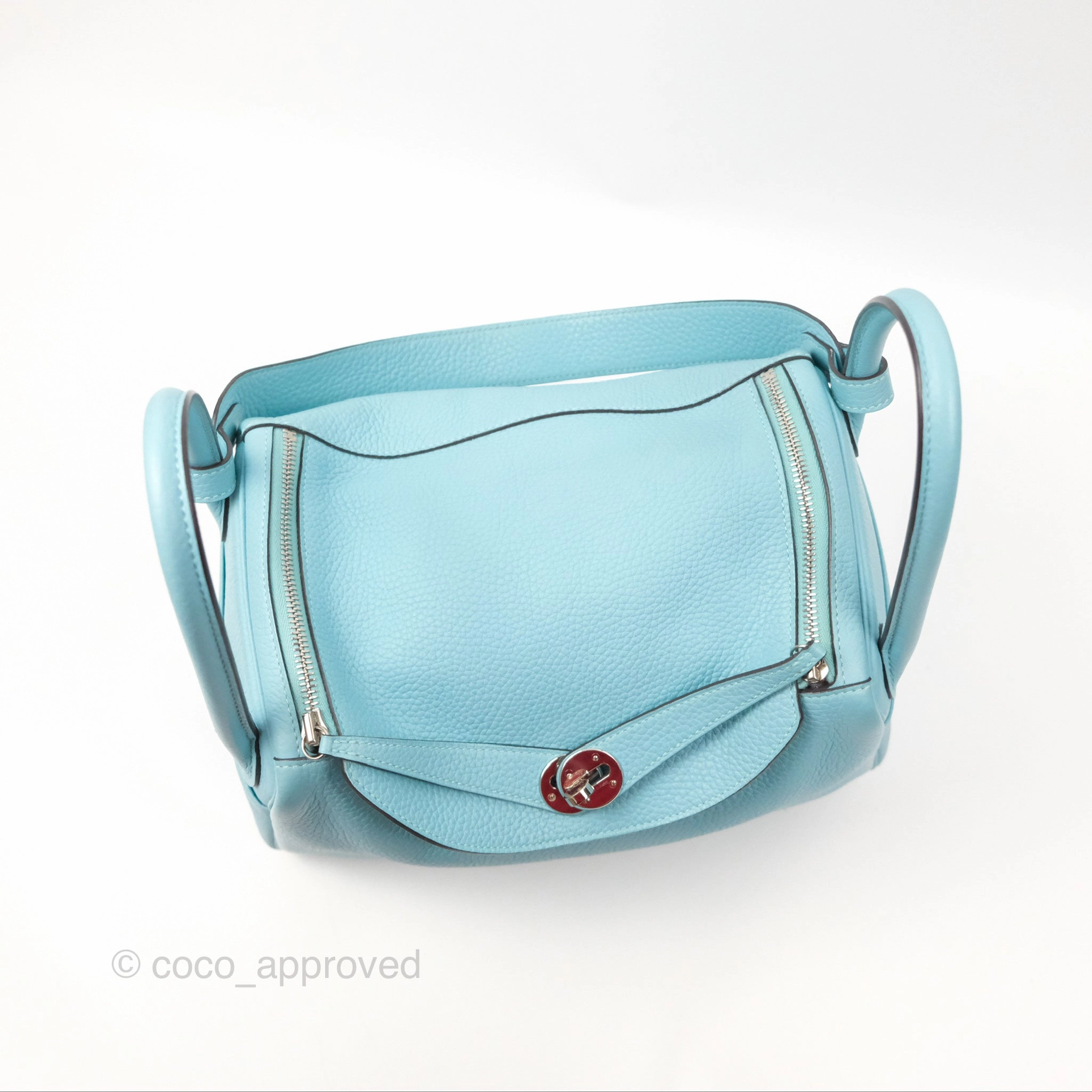 Herms Lindy 30 Bleu Atoll Clemence Palladium Hardware