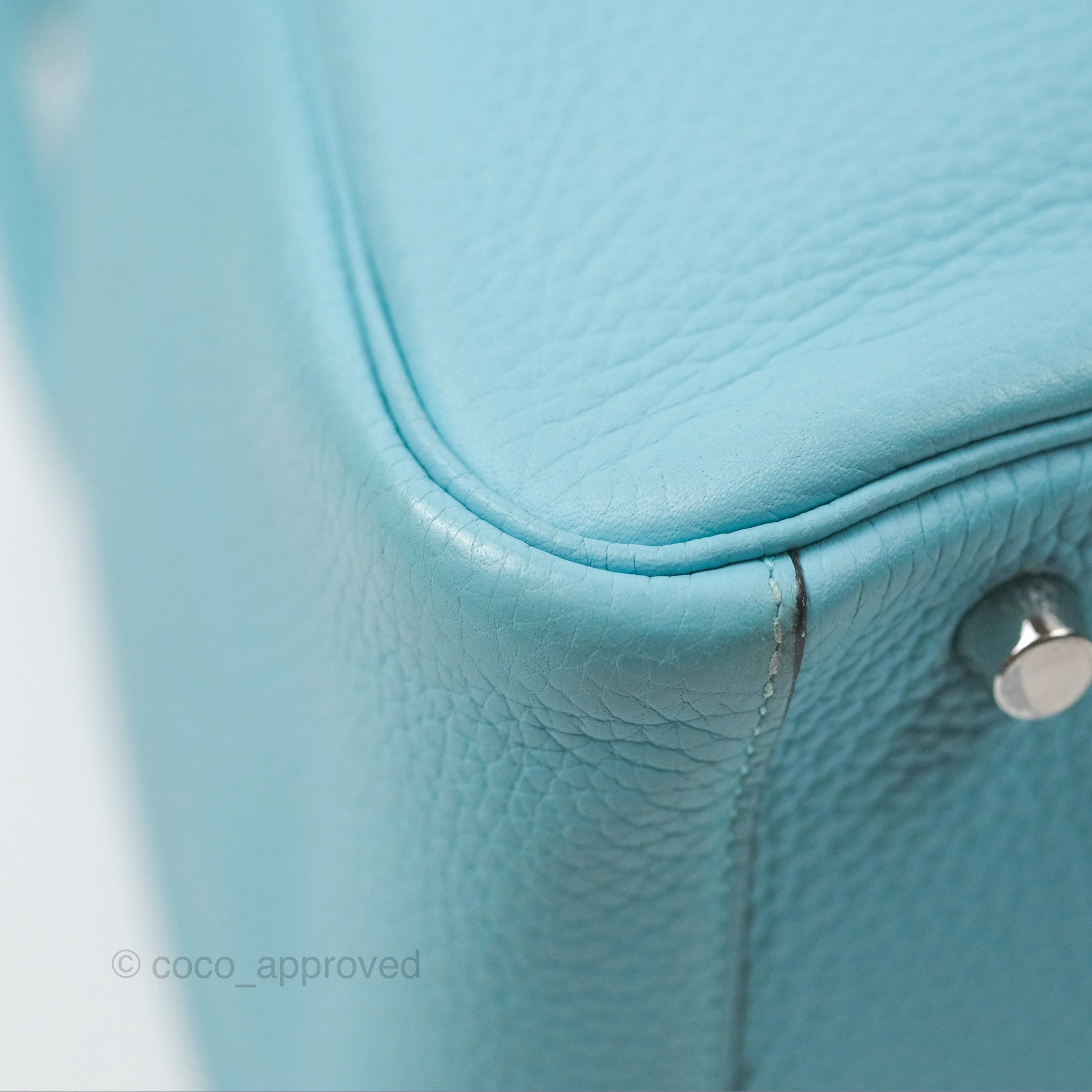 Herms Lindy 30 Bleu Atoll Clemence Palladium Hardware