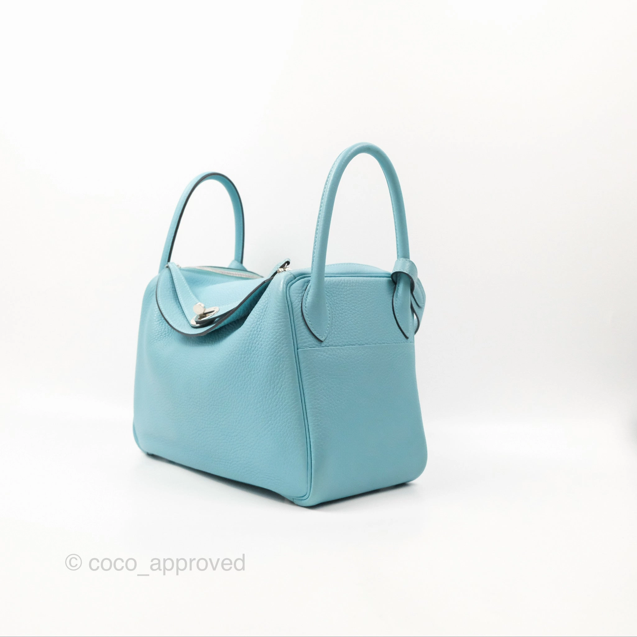 Herms Lindy 30 Bleu Atoll Clemence Palladium Hardware