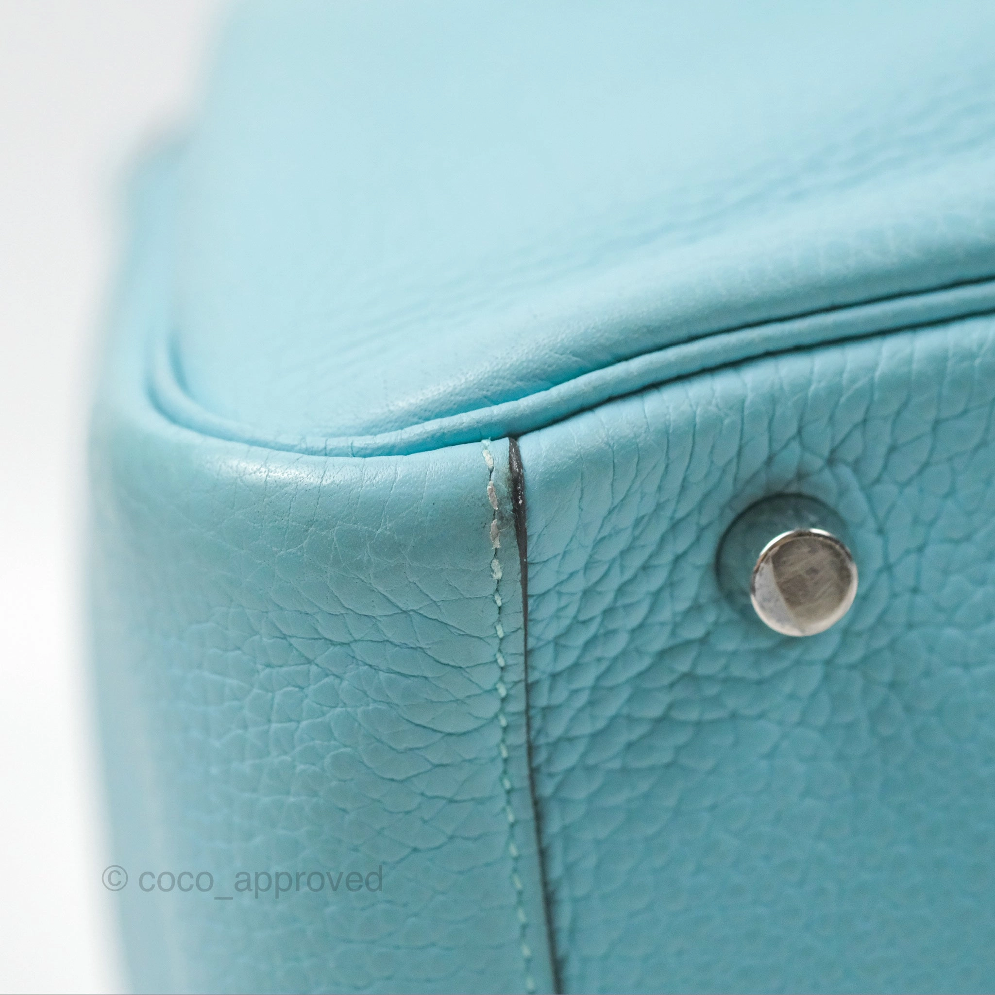 Herms Lindy 30 Bleu Atoll Clemence Palladium Hardware
