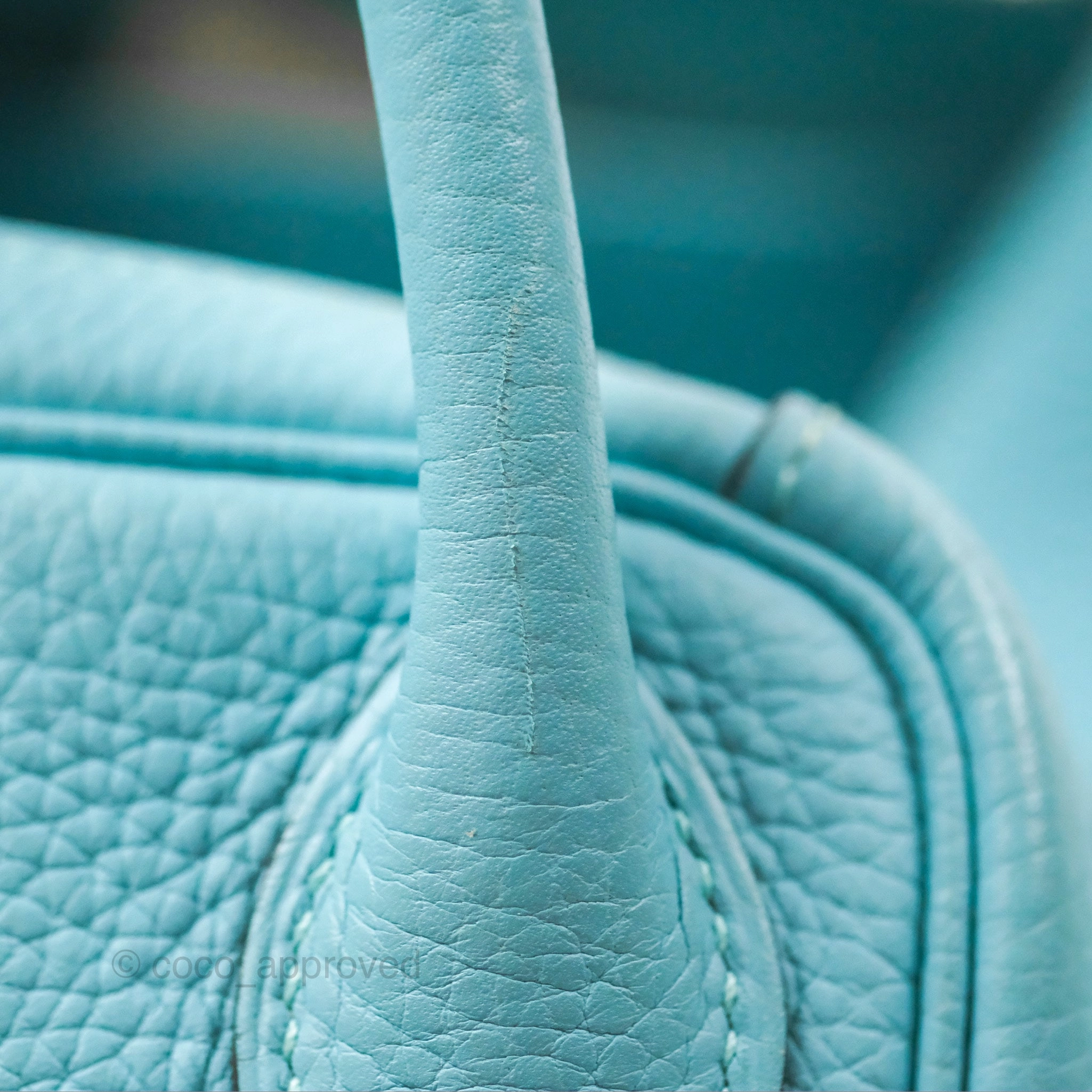 Herms Lindy 30 Bleu Atoll Clemence Palladium Hardware