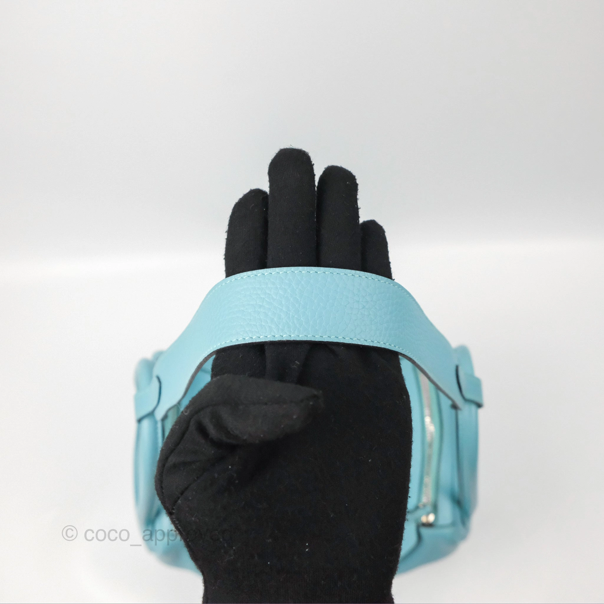 Herms Lindy 30 Bleu Atoll Clemence Palladium Hardware