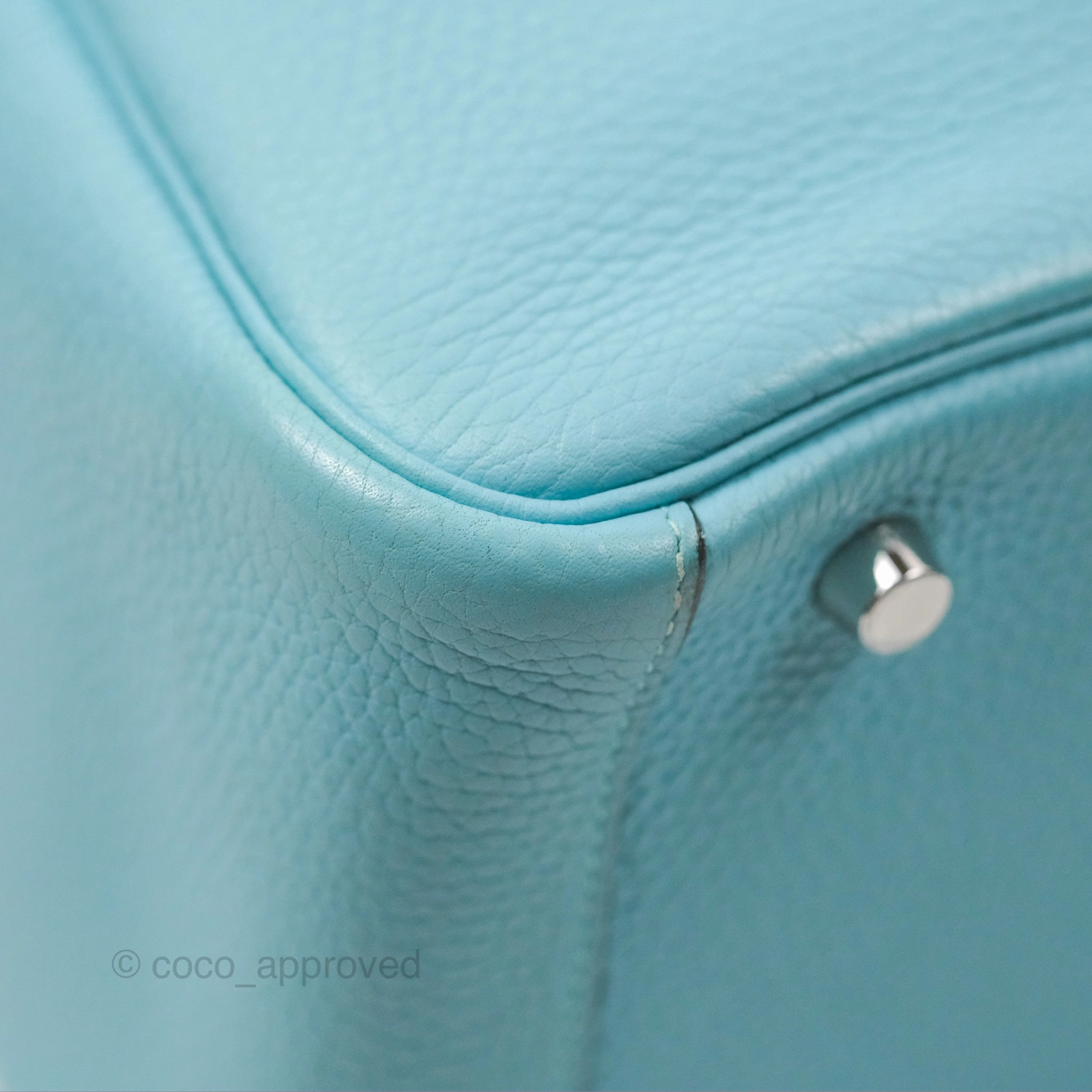 Herms Lindy 30 Bleu Atoll Clemence Palladium Hardware