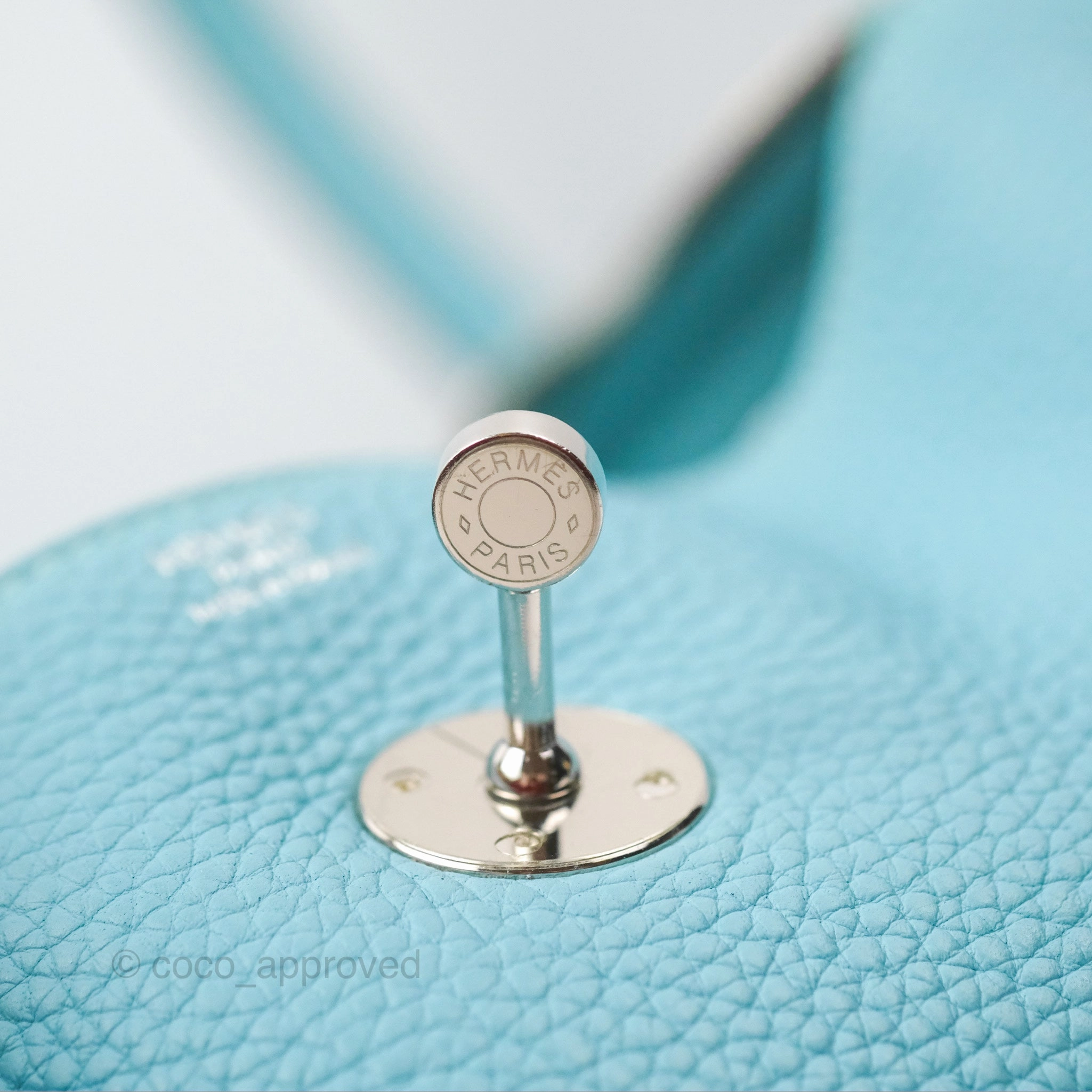 Herms Lindy 30 Bleu Atoll Clemence Palladium Hardware