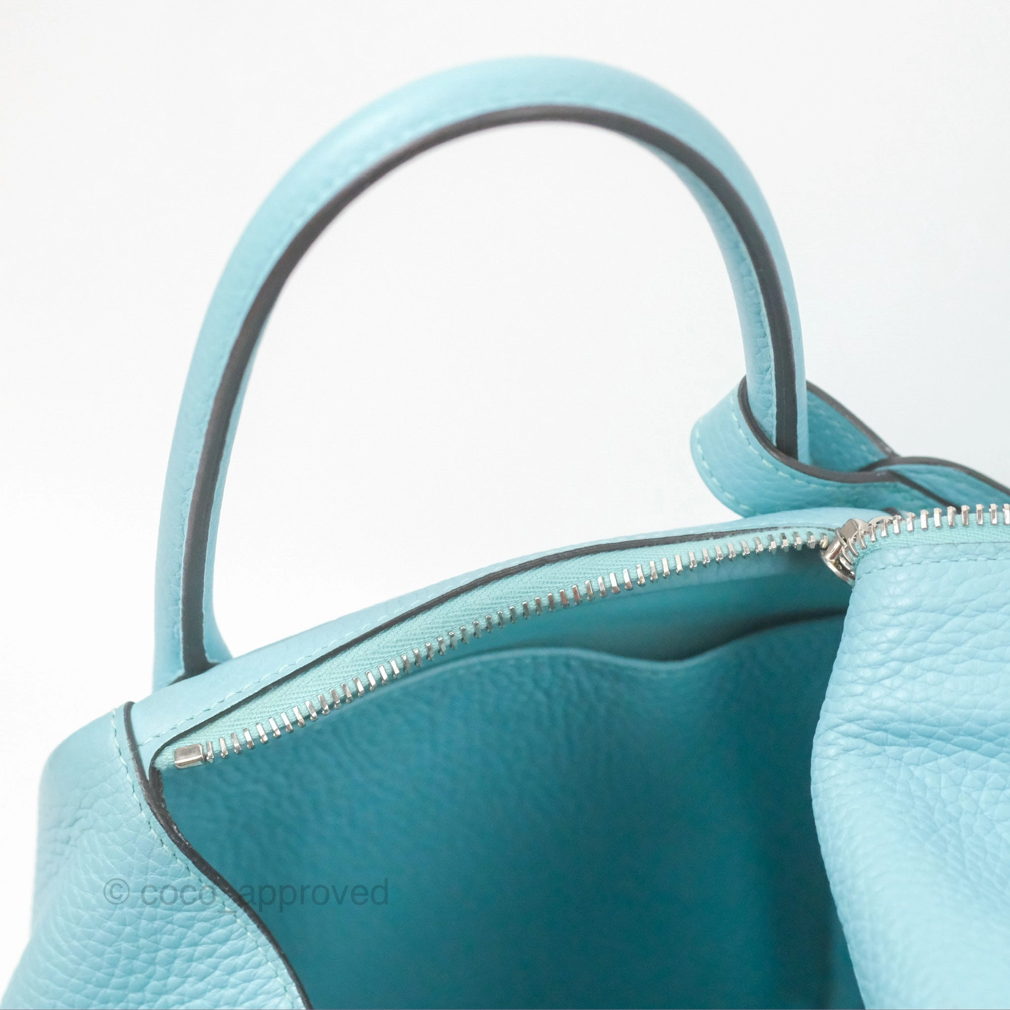 Herms Lindy 30 Bleu Atoll Clemence Palladium Hardware
