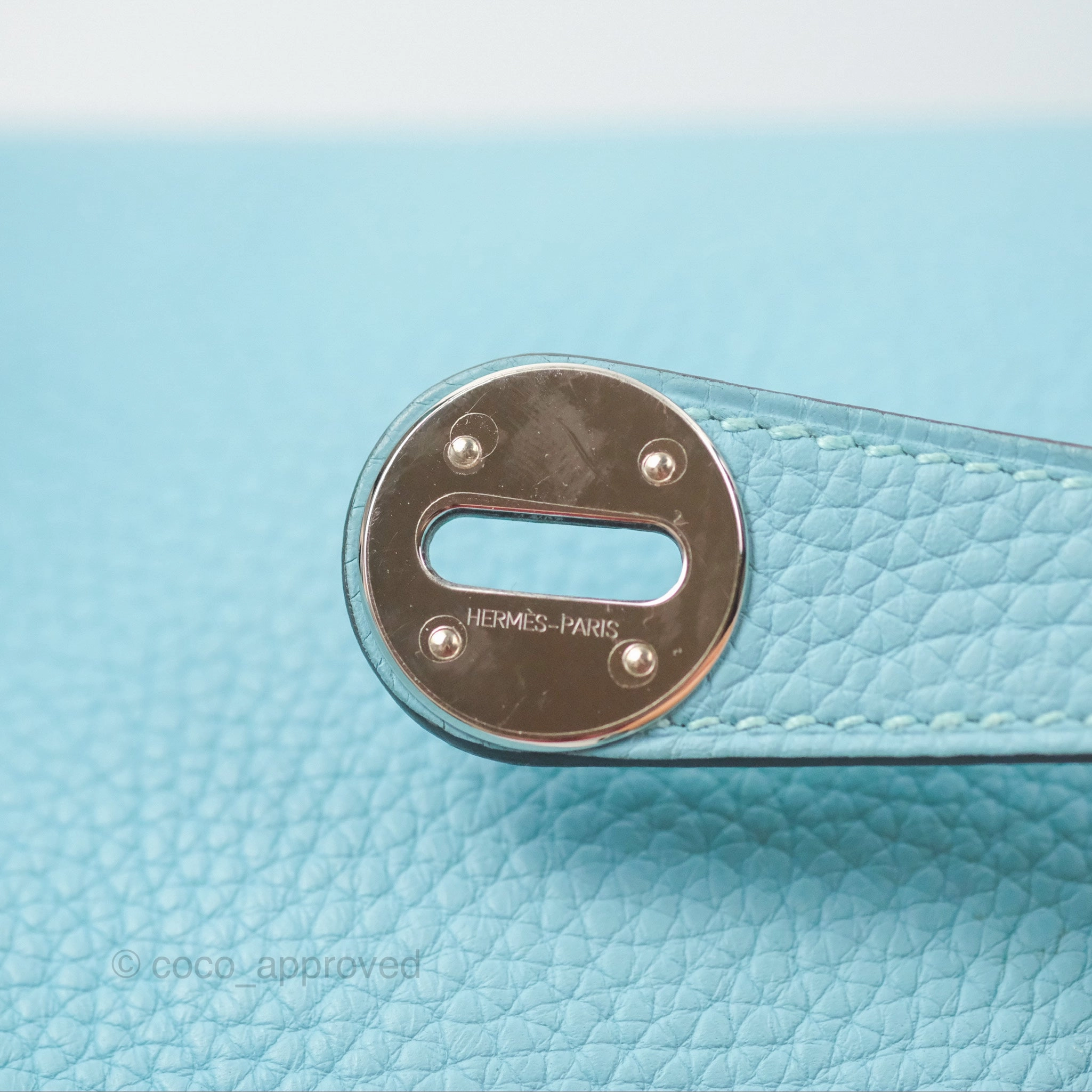 Herms Lindy 30 Bleu Atoll Clemence Palladium Hardware