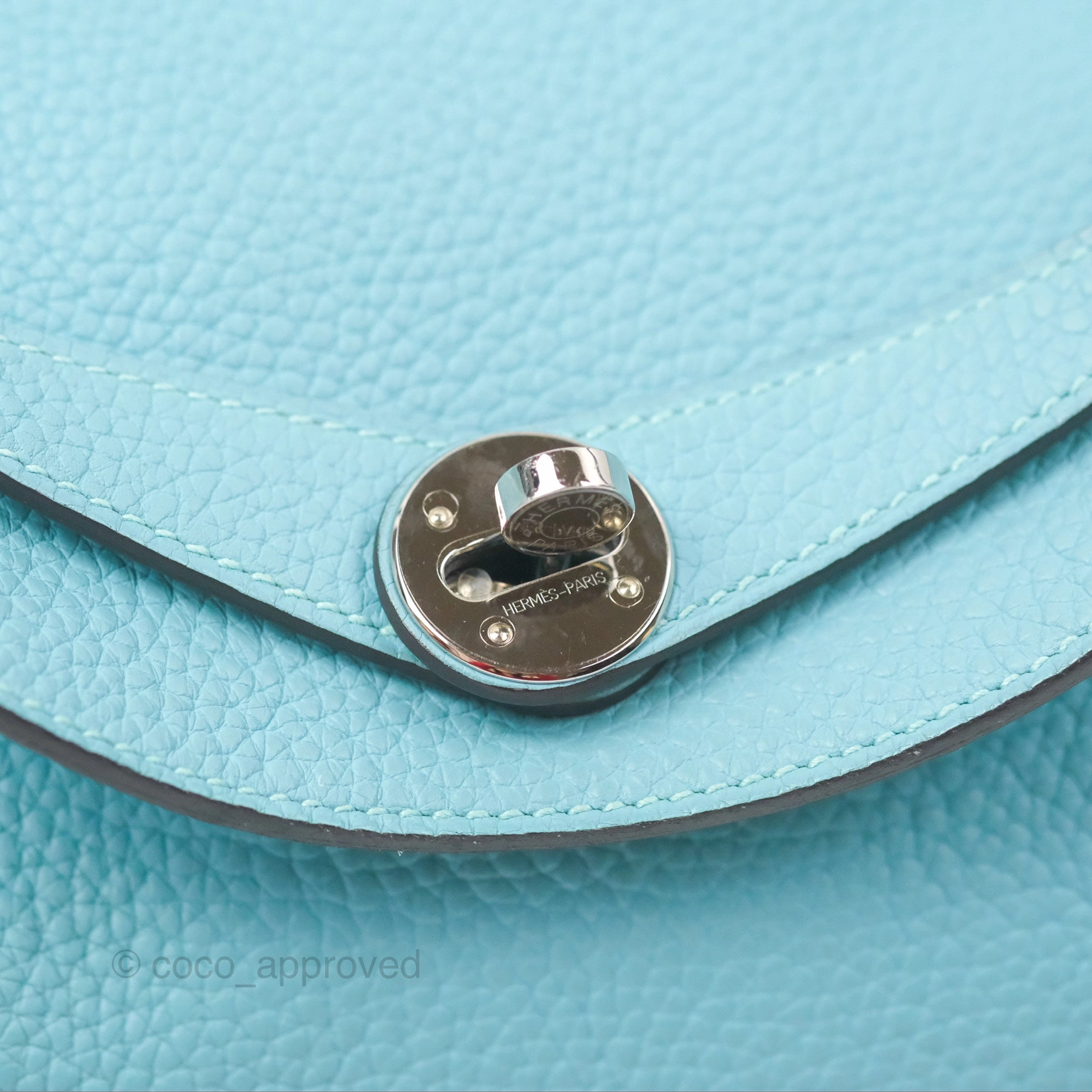 Herms Lindy 30 Bleu Atoll Clemence Palladium Hardware