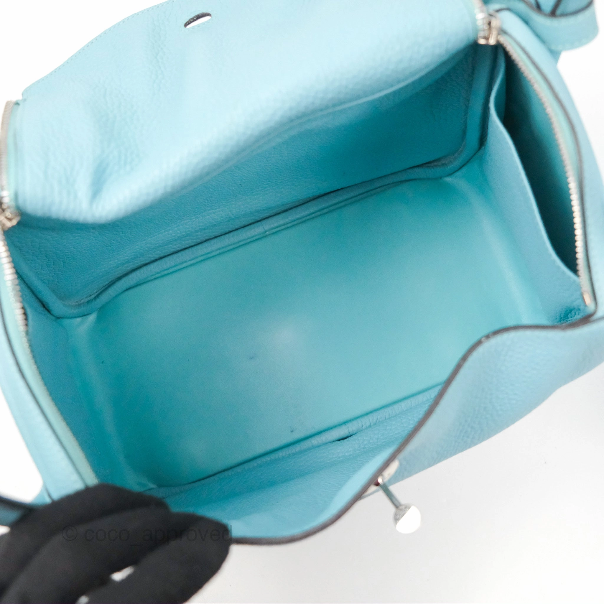 Herms Lindy 30 Bleu Atoll Clemence Palladium Hardware