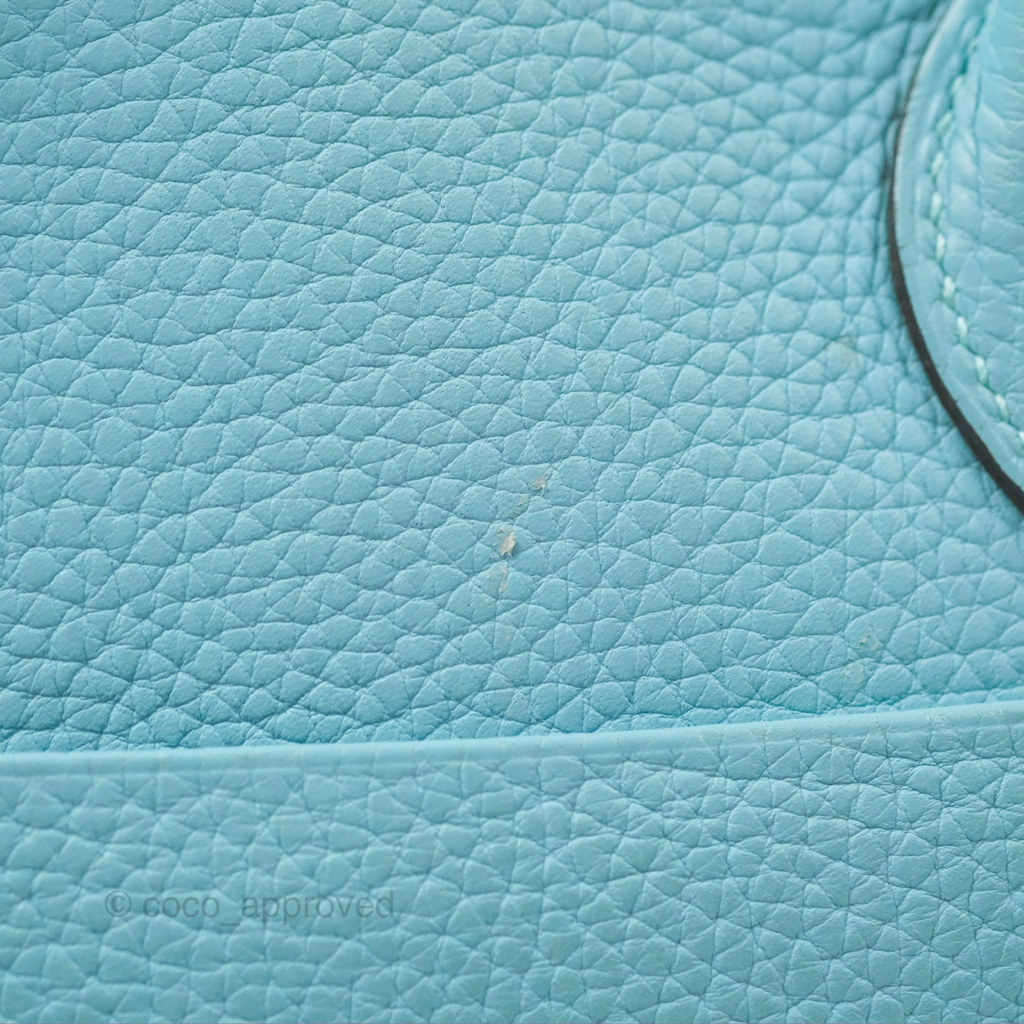 Herms Lindy 30 Bleu Atoll Clemence Palladium Hardware