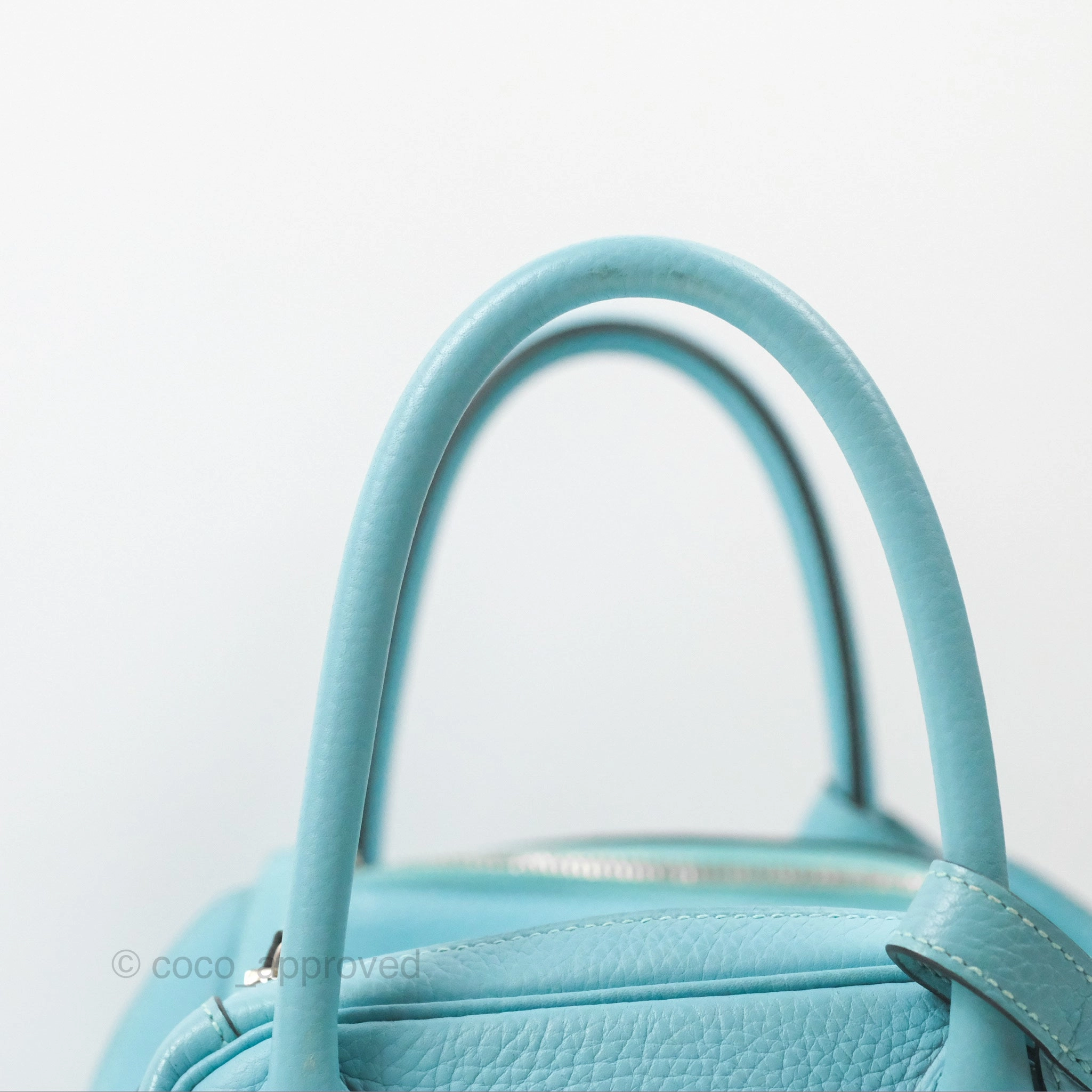 Herms Lindy 30 Bleu Atoll Clemence Palladium Hardware