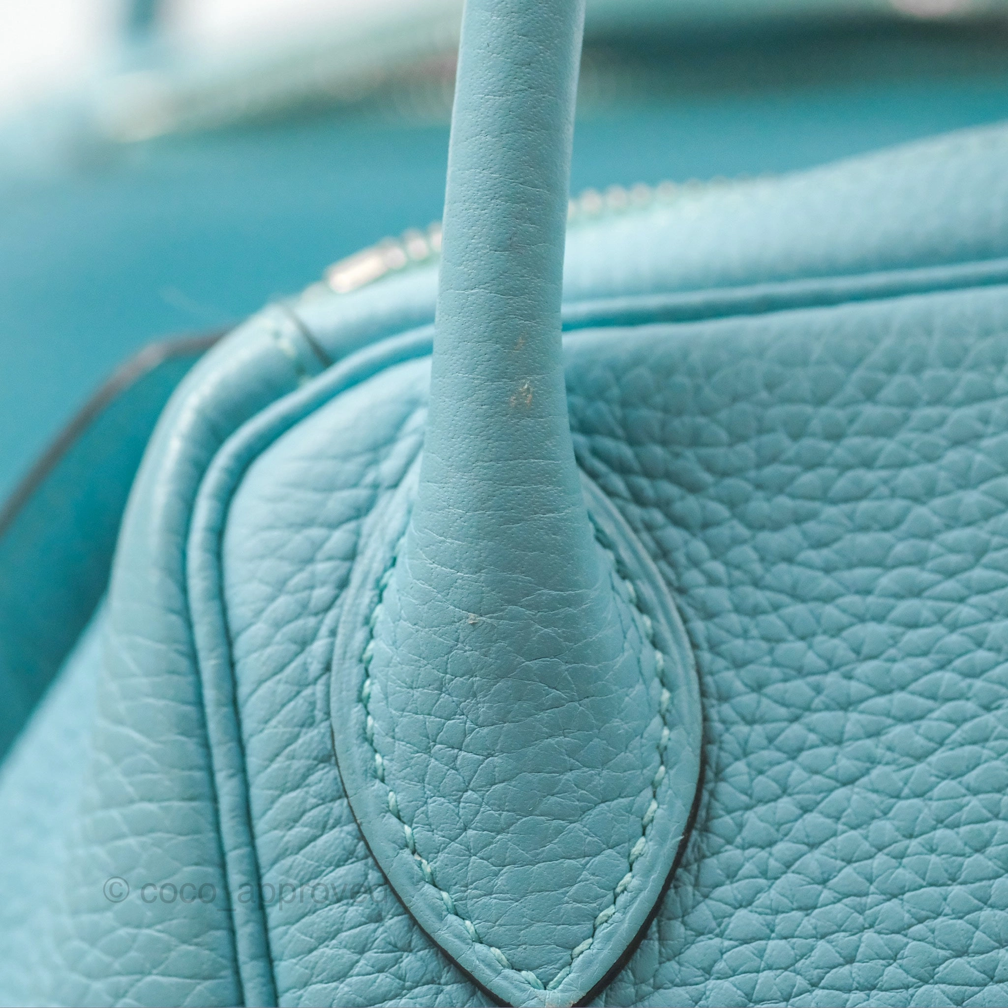 Herms Lindy 30 Bleu Atoll Clemence Palladium Hardware