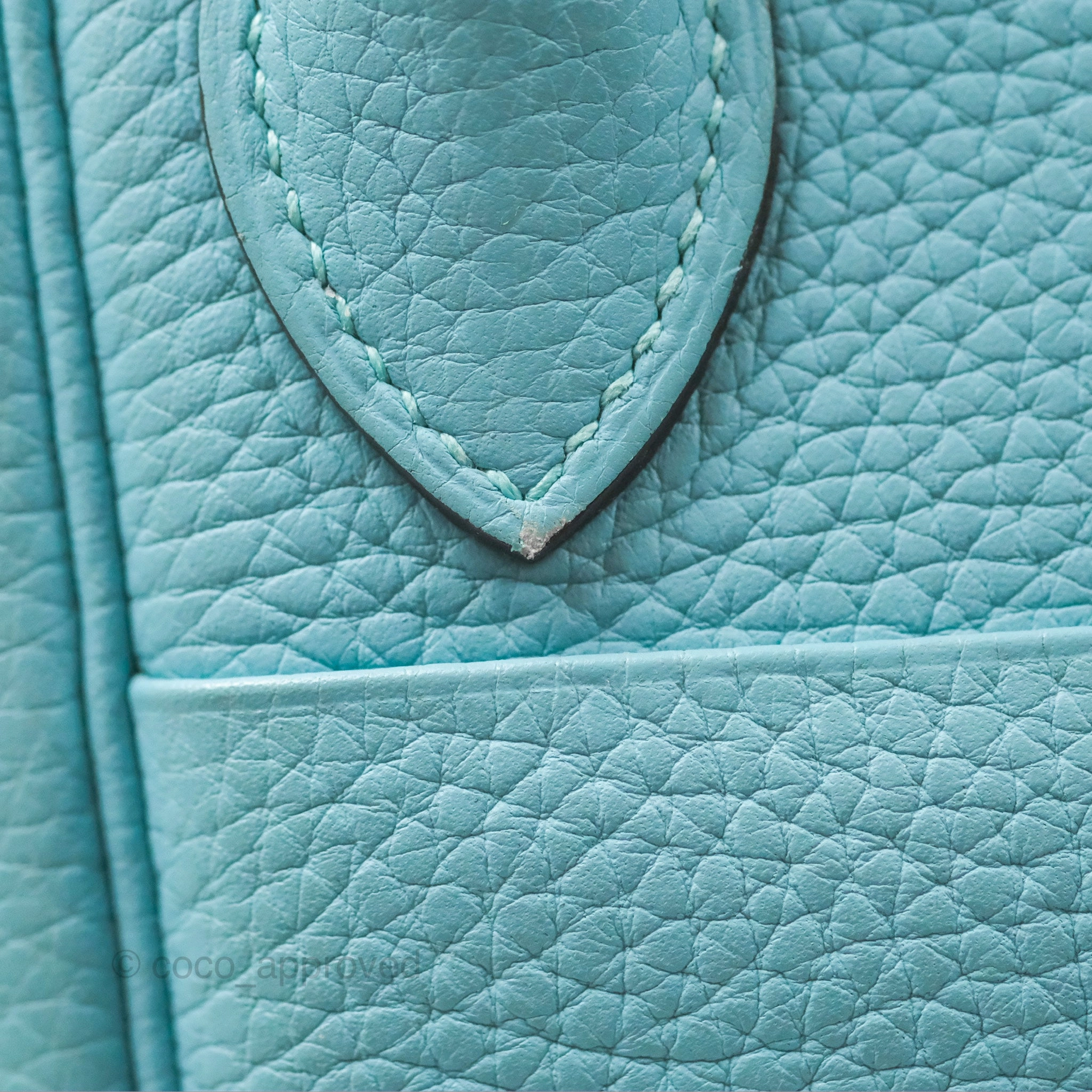 Herms Lindy 30 Bleu Atoll Clemence Palladium Hardware