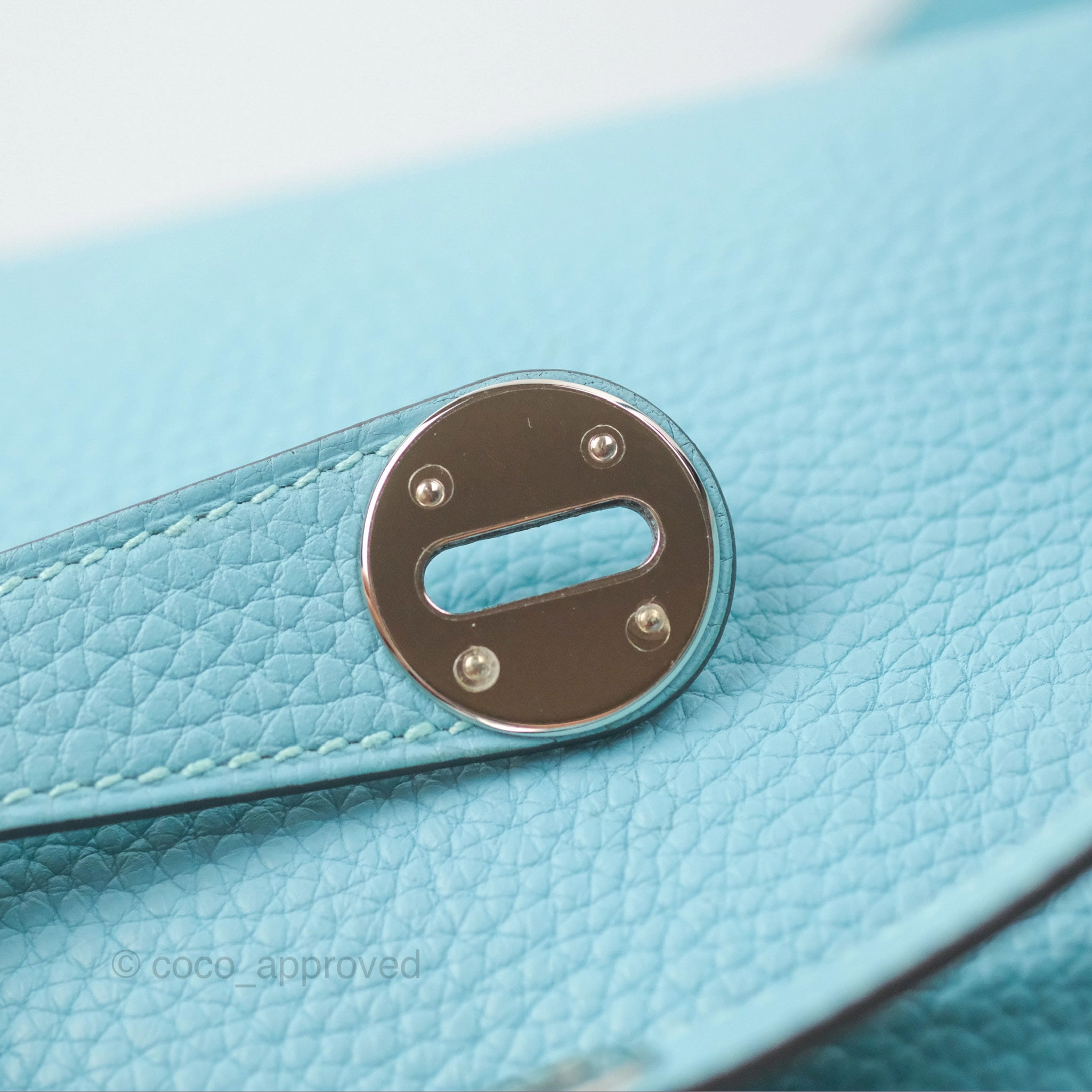 Herms Lindy 30 Bleu Atoll Clemence Palladium Hardware