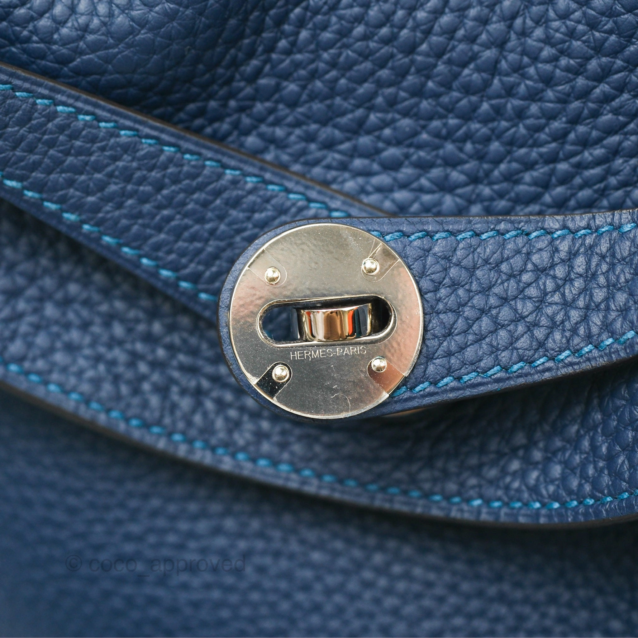 Herms Lindy 30 Blue Saphir/ Blue Izmir Clemence Palladium Hardware