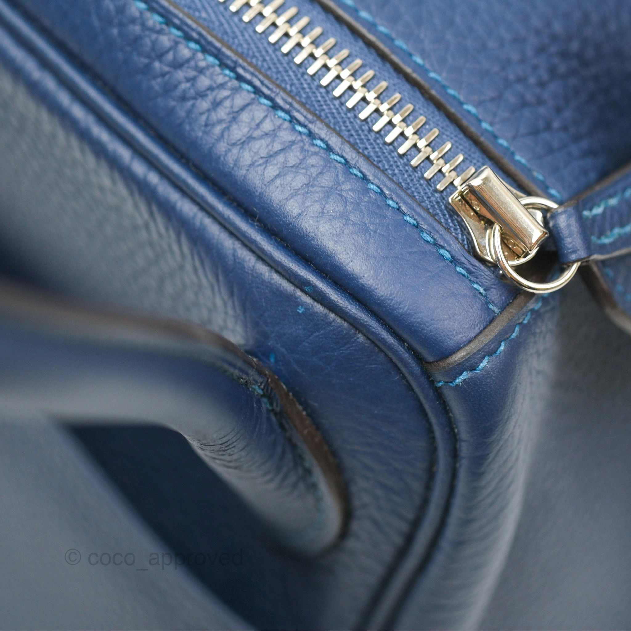 Herms Lindy 30 Blue Saphir/ Blue Izmir Clemence Palladium Hardware