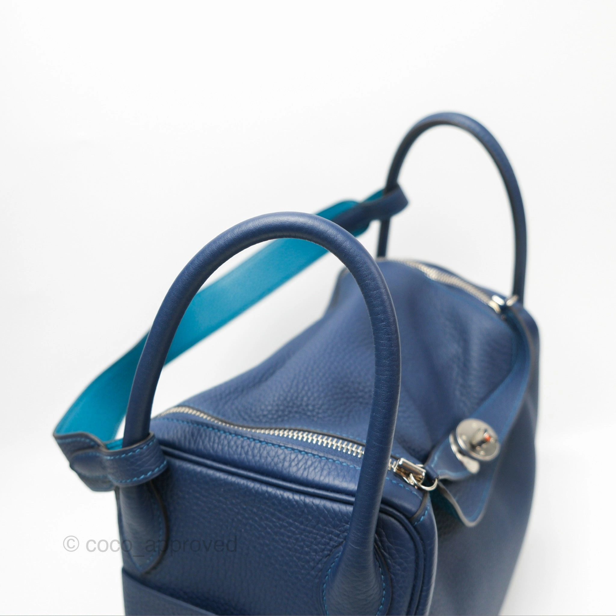Herms Lindy 30 Blue Saphir/ Blue Izmir Clemence Palladium Hardware