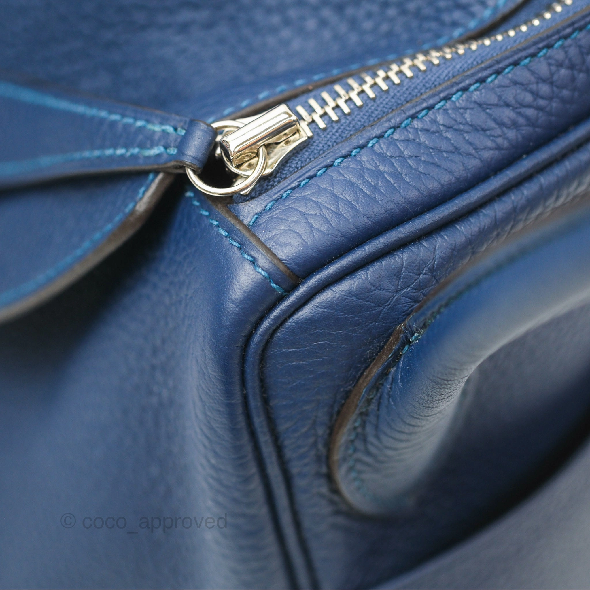 Herms Lindy 30 Blue Saphir/ Blue Izmir Clemence Palladium Hardware