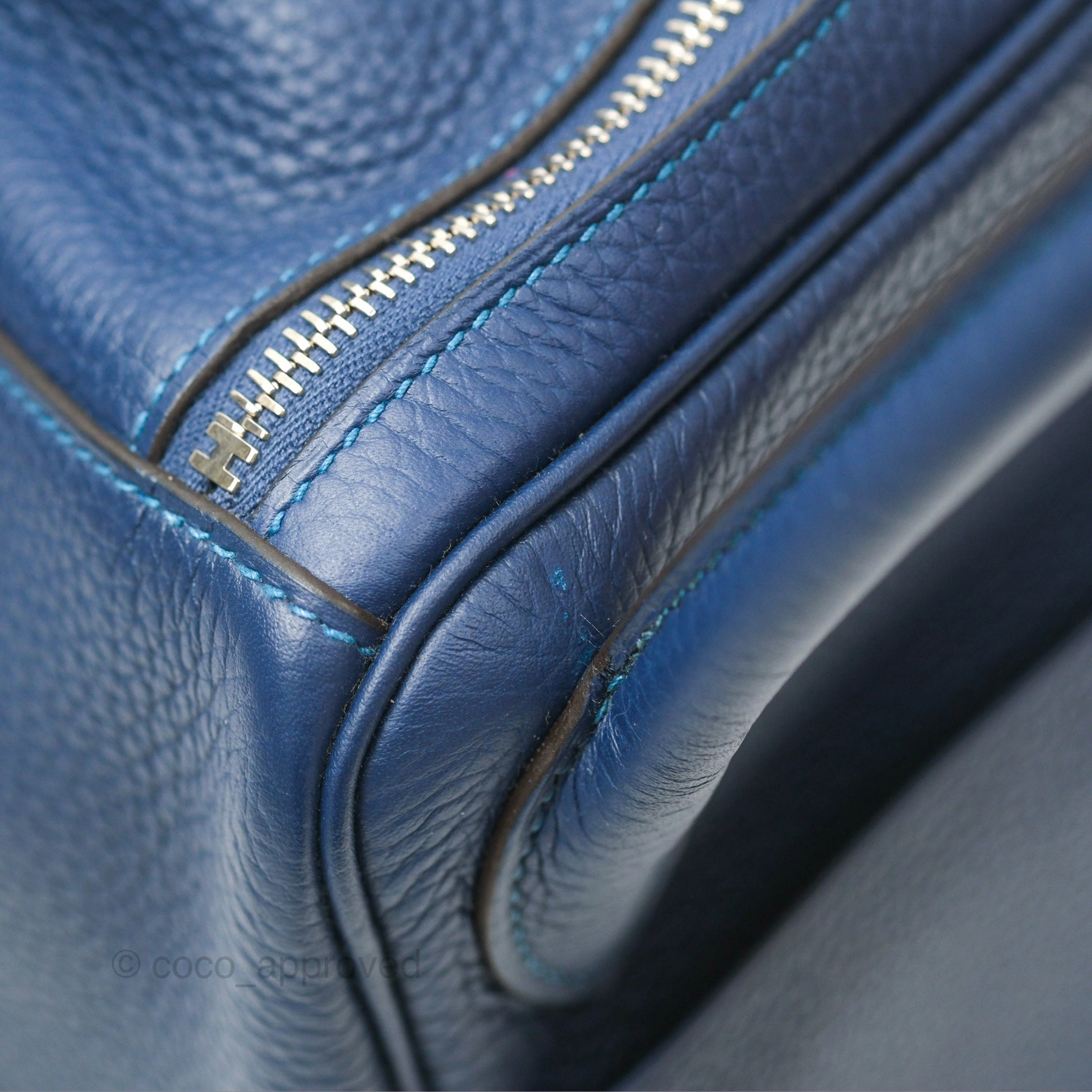 Herms Lindy 30 Blue Saphir/ Blue Izmir Clemence Palladium Hardware