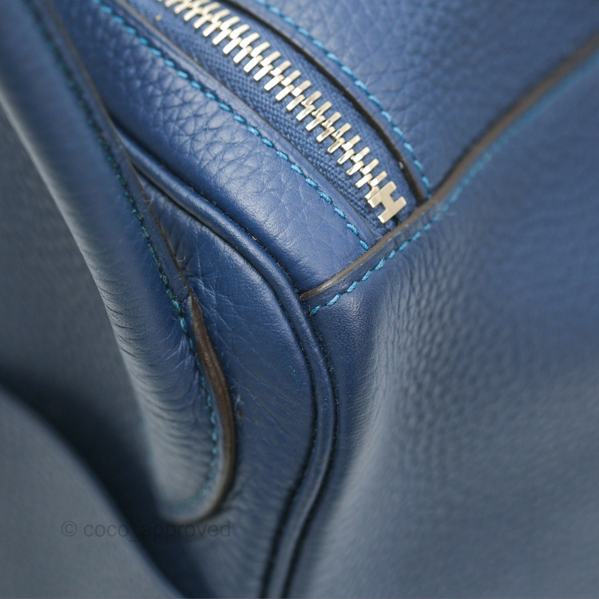 Herms Lindy 30 Blue Saphir/ Blue Izmir Clemence Palladium Hardware