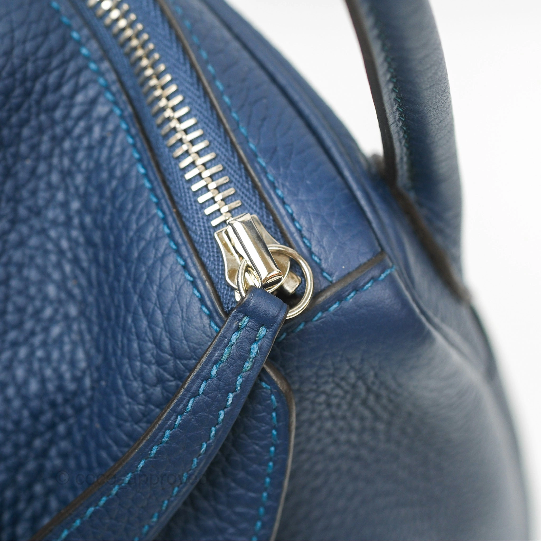 Herms Lindy 30 Blue Saphir/ Blue Izmir Clemence Palladium Hardware