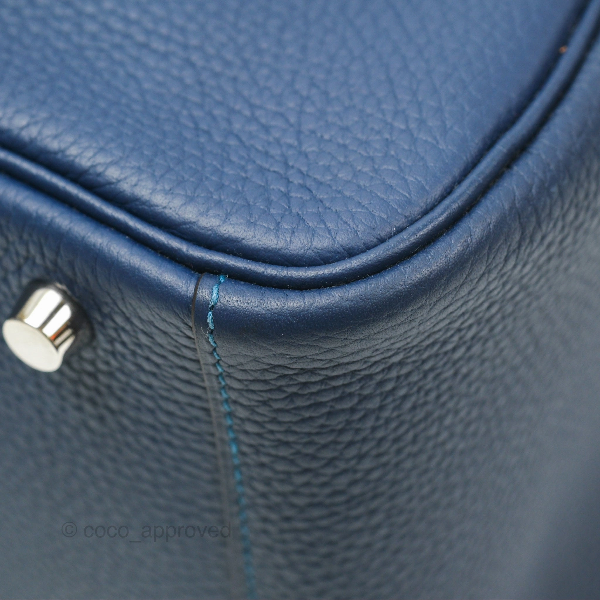 Herms Lindy 30 Blue Saphir/ Blue Izmir Clemence Palladium Hardware
