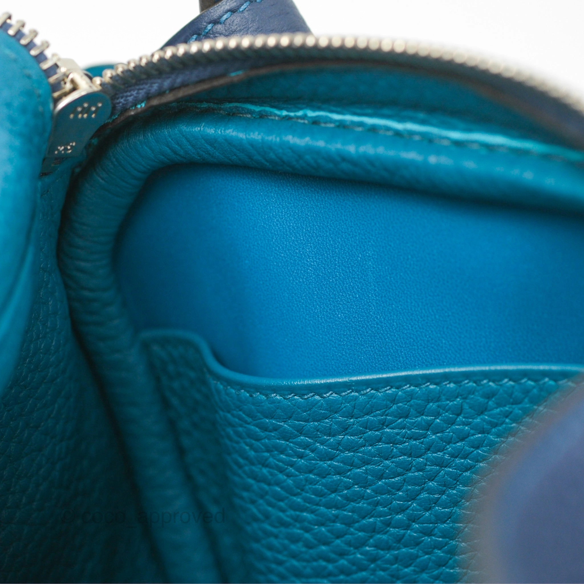 Herms Lindy 30 Blue Saphir/ Blue Izmir Clemence Palladium Hardware