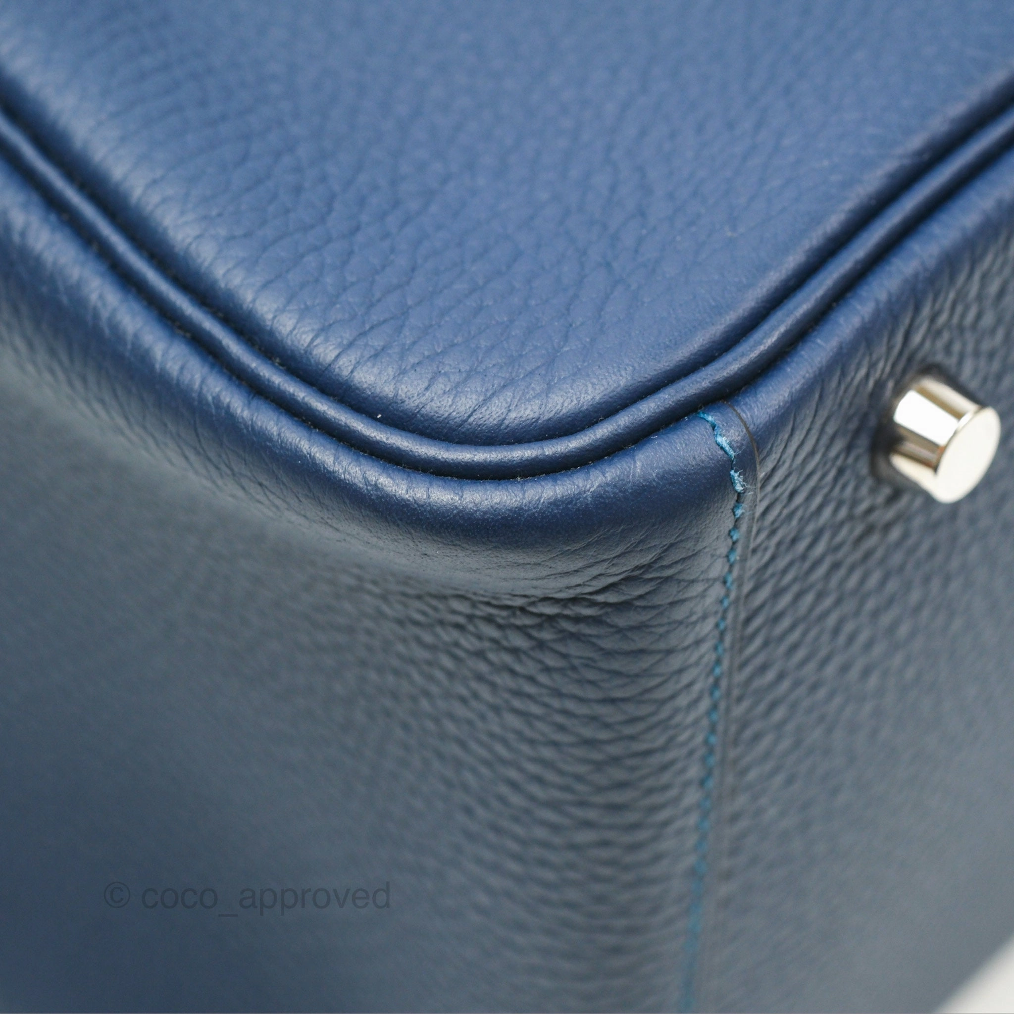 Herms Lindy 30 Blue Saphir/ Blue Izmir Clemence Palladium Hardware