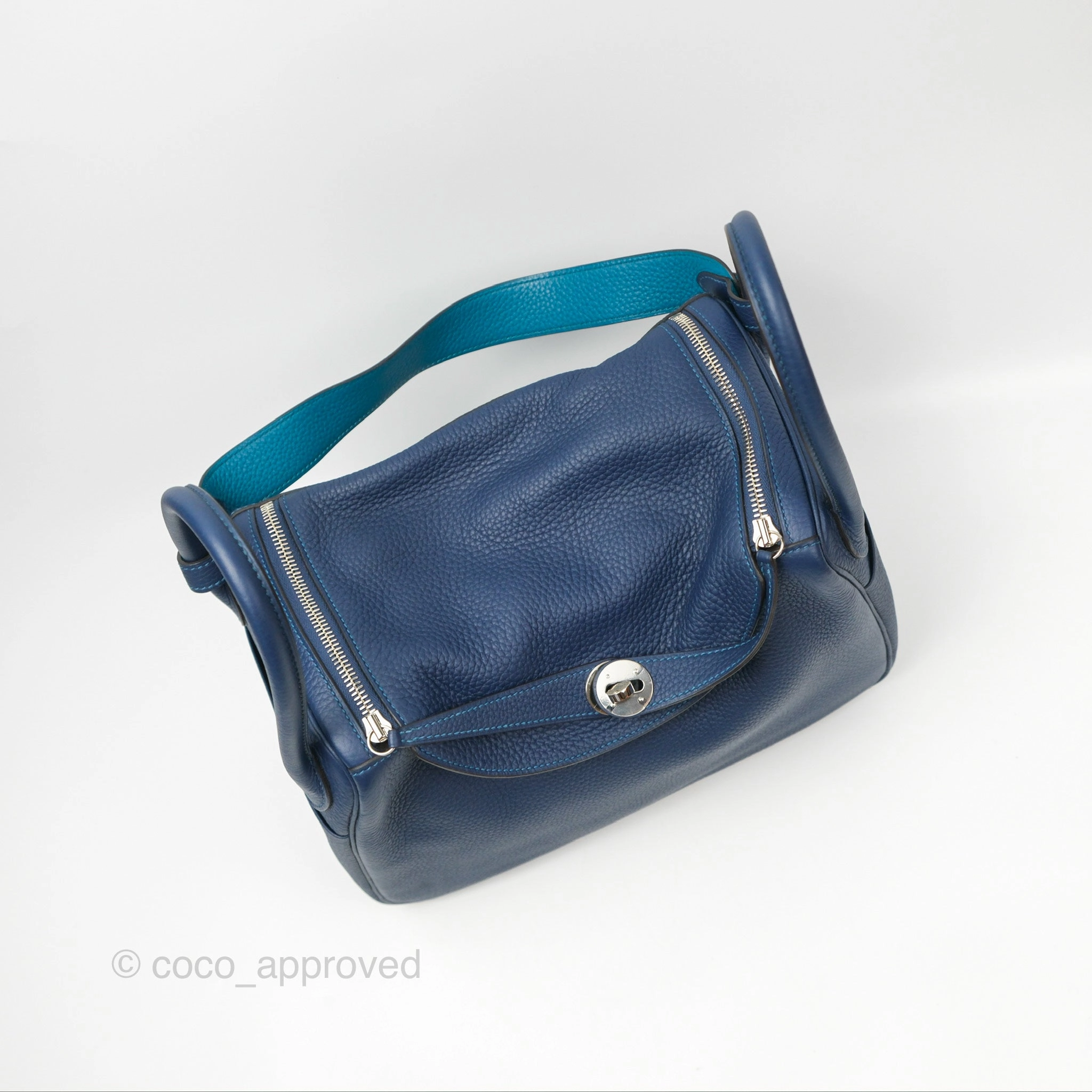 Herms Lindy 30 Blue Saphir/ Blue Izmir Clemence Palladium Hardware