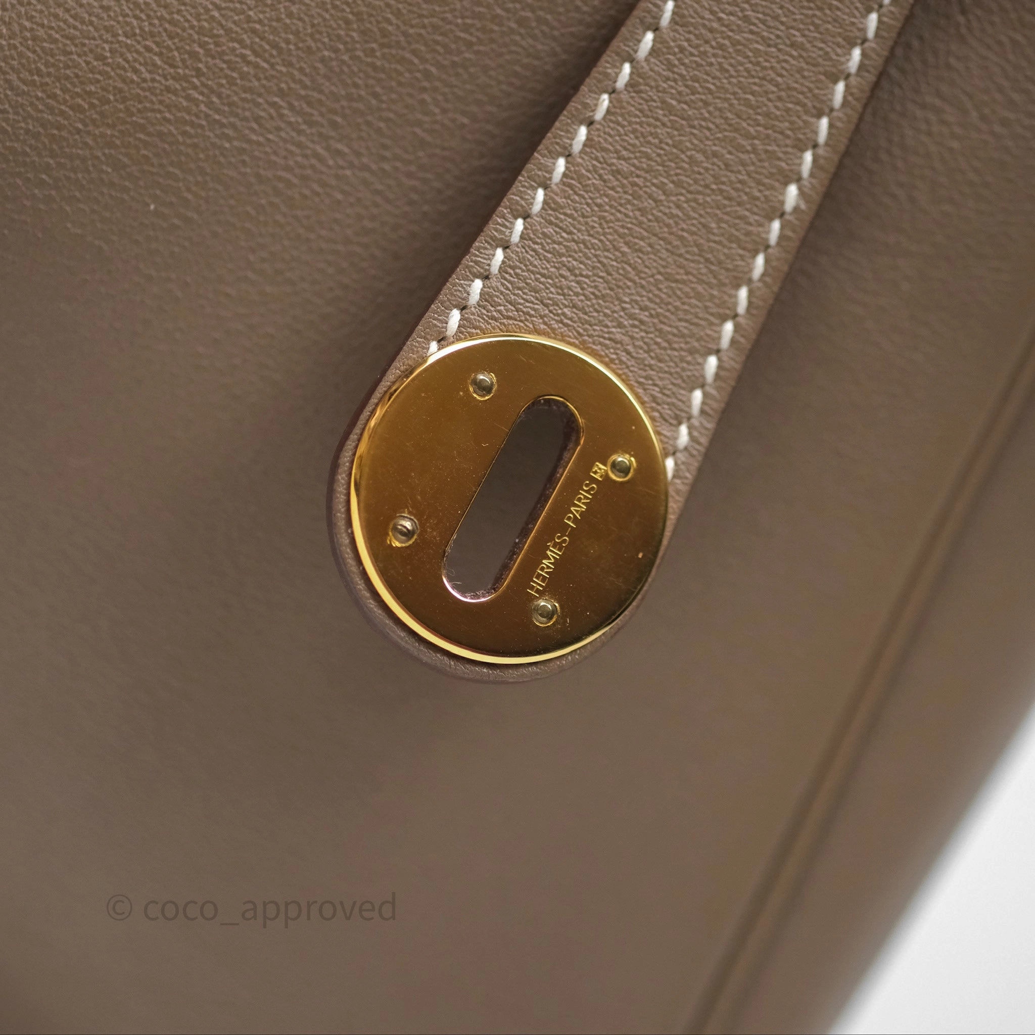 Herms Lindy 30 Etoupe 18 Swift Gold Hardware